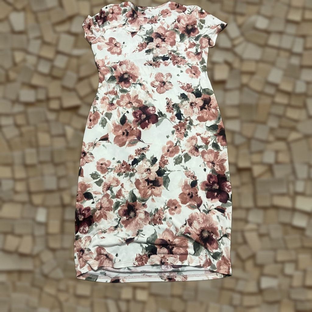 Pinko My Bump Dress Women's Medium Floral Sheath Short Sleeve Pullover Casual Pink White Green Size M / US 6-8 / IT 42-44 - 1 Thumbnail