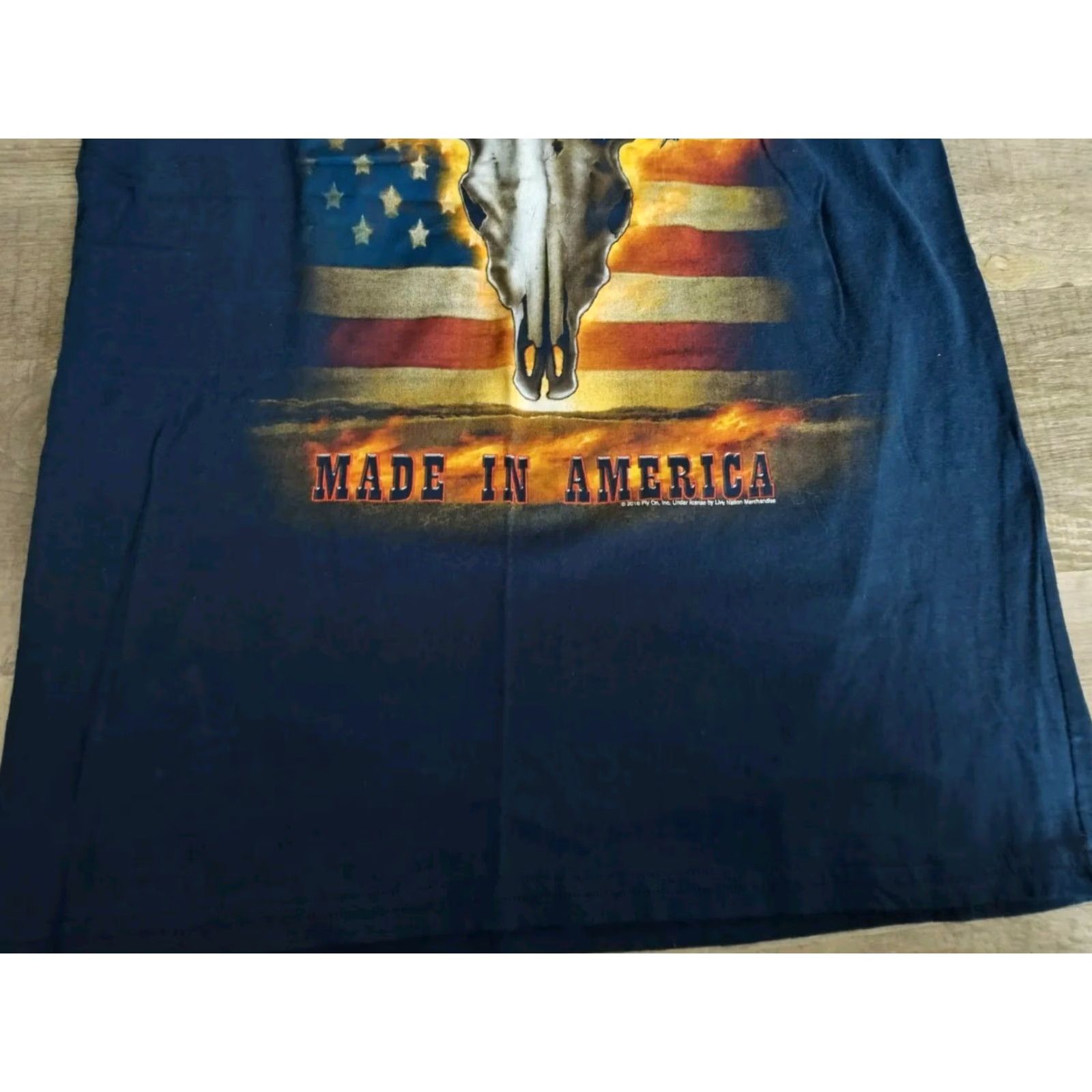 Olive Lynyrd Skynyrd Band Concert T-Shirt Live Nation Men's Medium Blue Jersey Short Sleeve Rock Flag Music USA Size US M / EU 48-50 / 2 - 2 Thumbnail