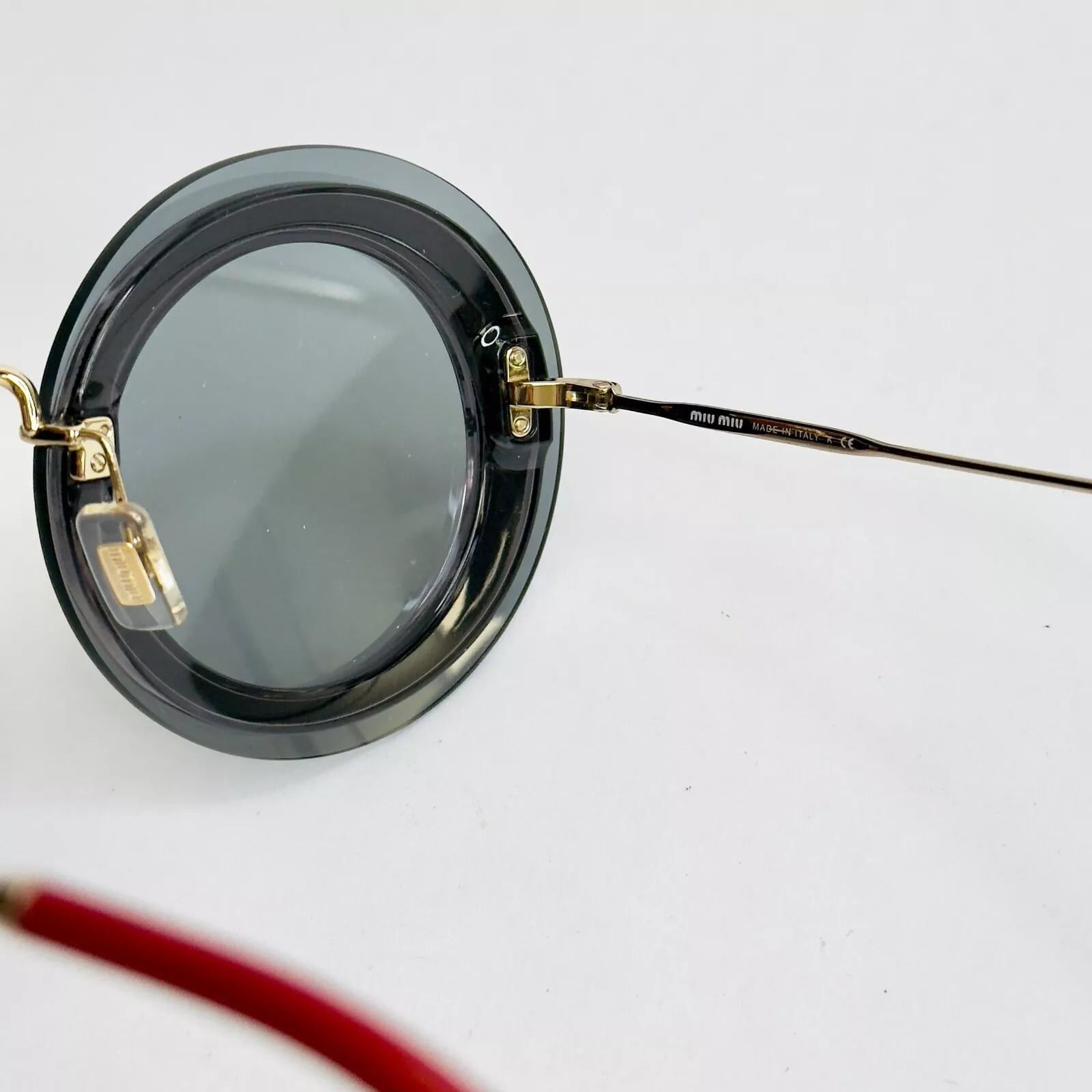 Miu Miu MIU MIU REVEAL 10R Gold Gray Fabric Round Sunglasses MU10RS Size ONE SIZE - 6 Thumbnail
