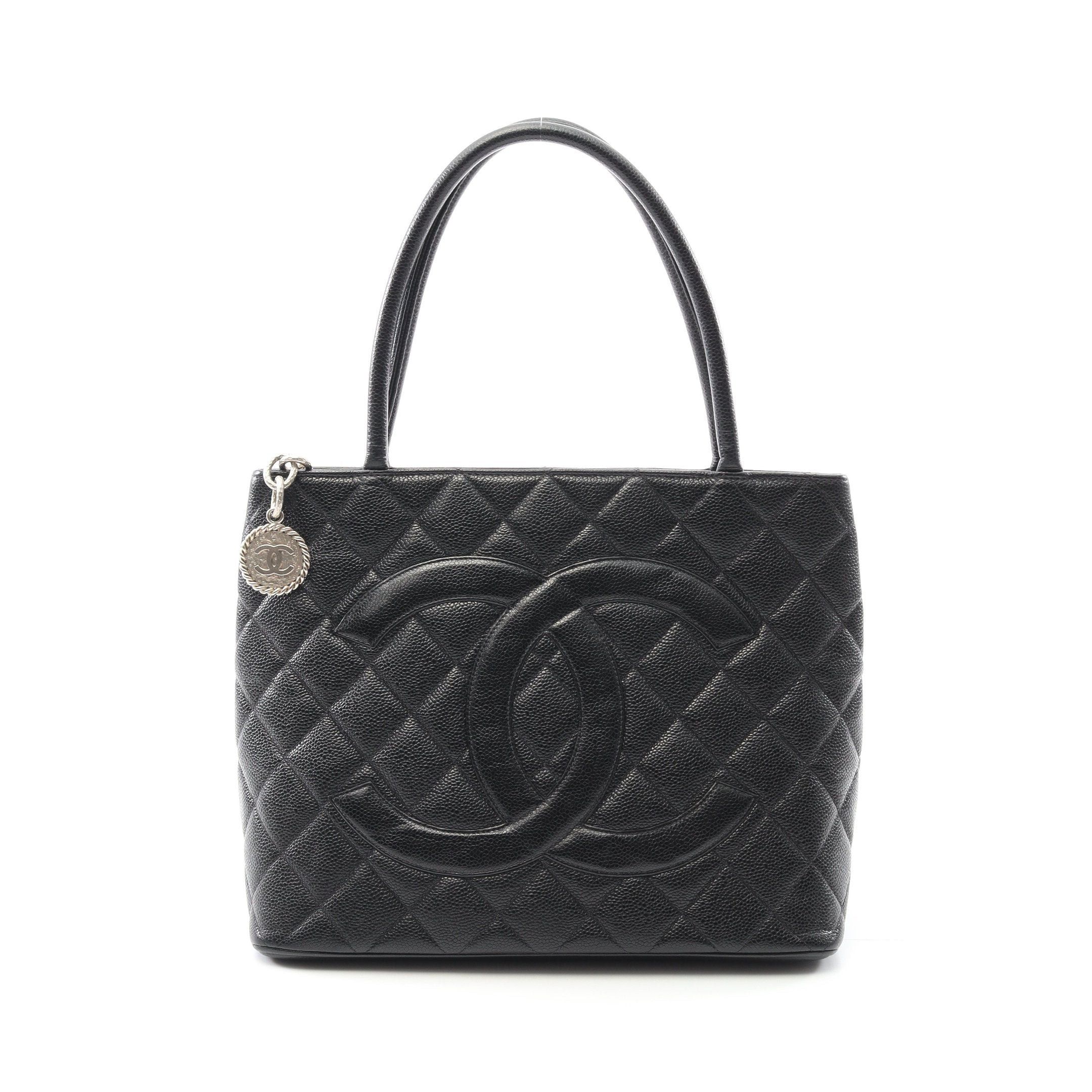 Chanel Reissue Tote Handbag Bag Caviar Skin Black Silver Hardware, Women's