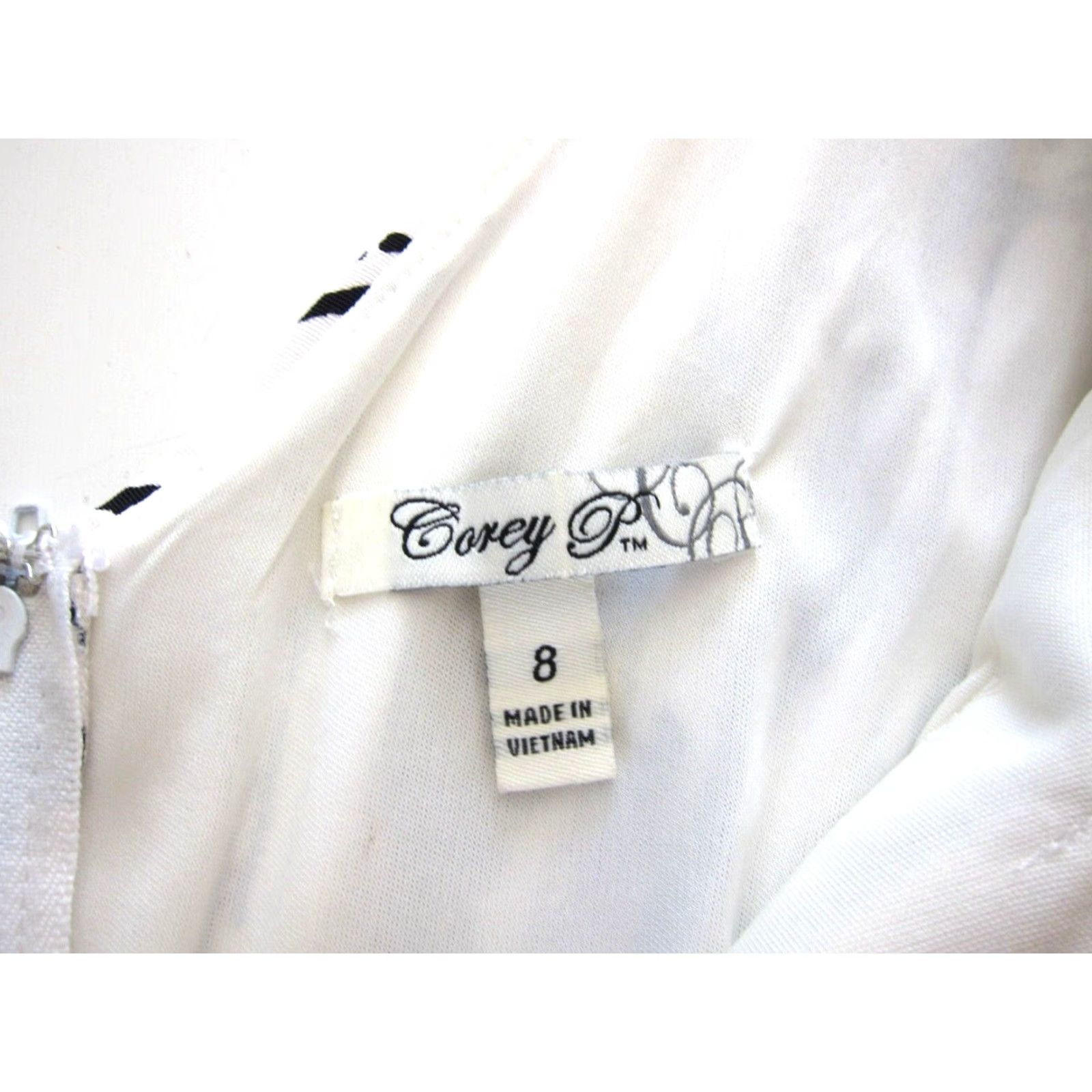 Vintage Corey P Black White Abstract V-Neck Pocket Sheath Shift Tunic Tank Sun Dress 8 Size M / US 6-8 / IT 42-44 - 4 Thumbnail