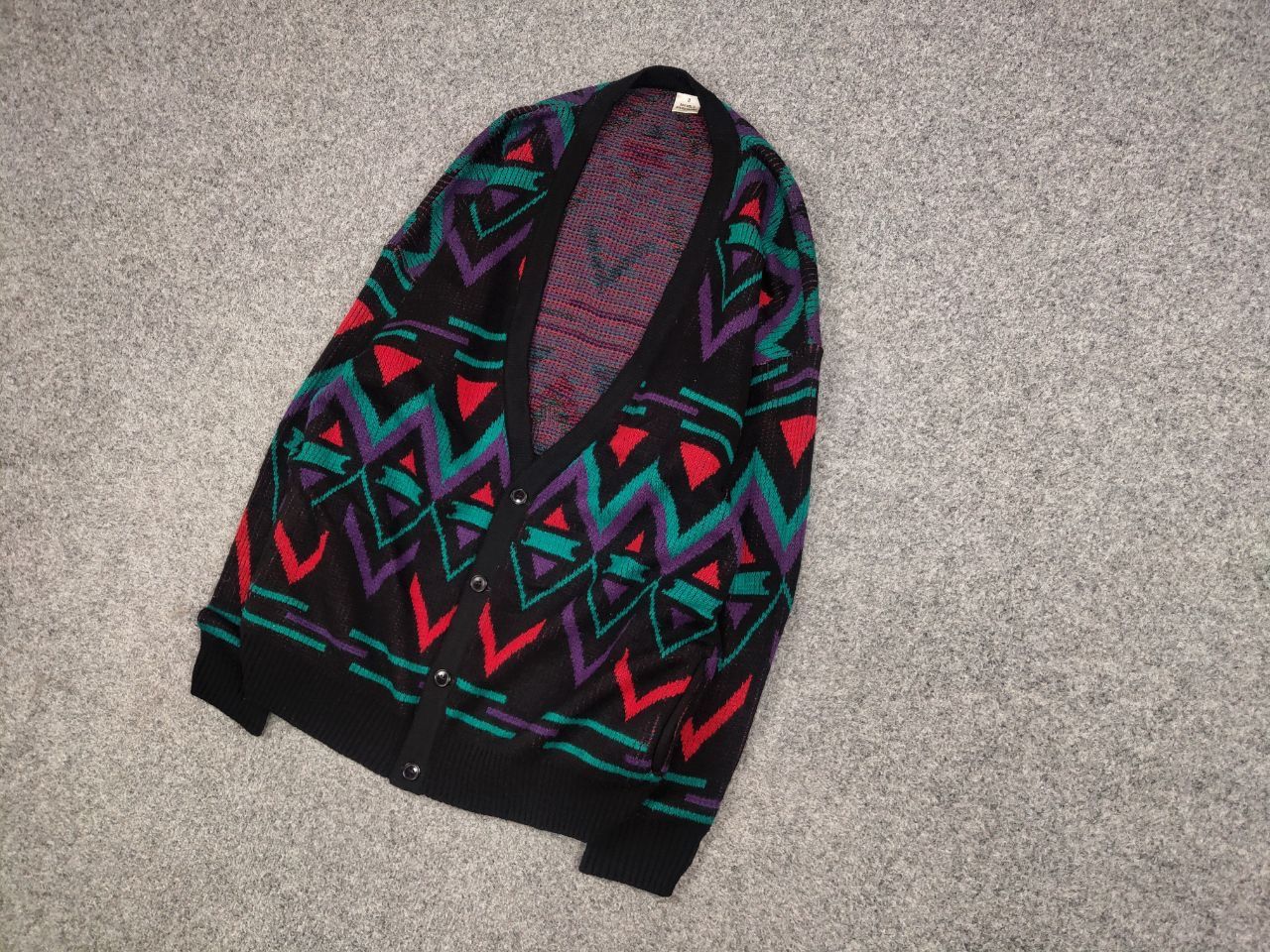 Japanese Brand Vintage 90's Japan style geometric knit Sweater Cardigan Size US L / EU 52-54 / 3 - 3 Thumbnail