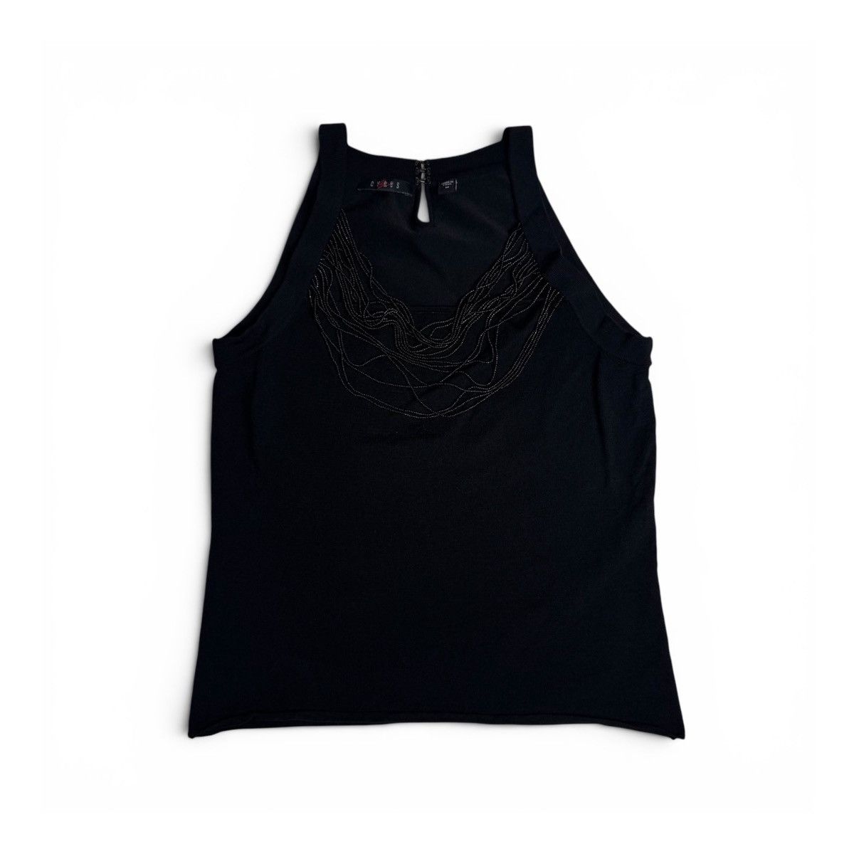 Other Vintage Cryus Black Boho Beaded Cowl Neck Halter Top Size M / US 6-8 / IT 42-44 - 1 Thumbnail