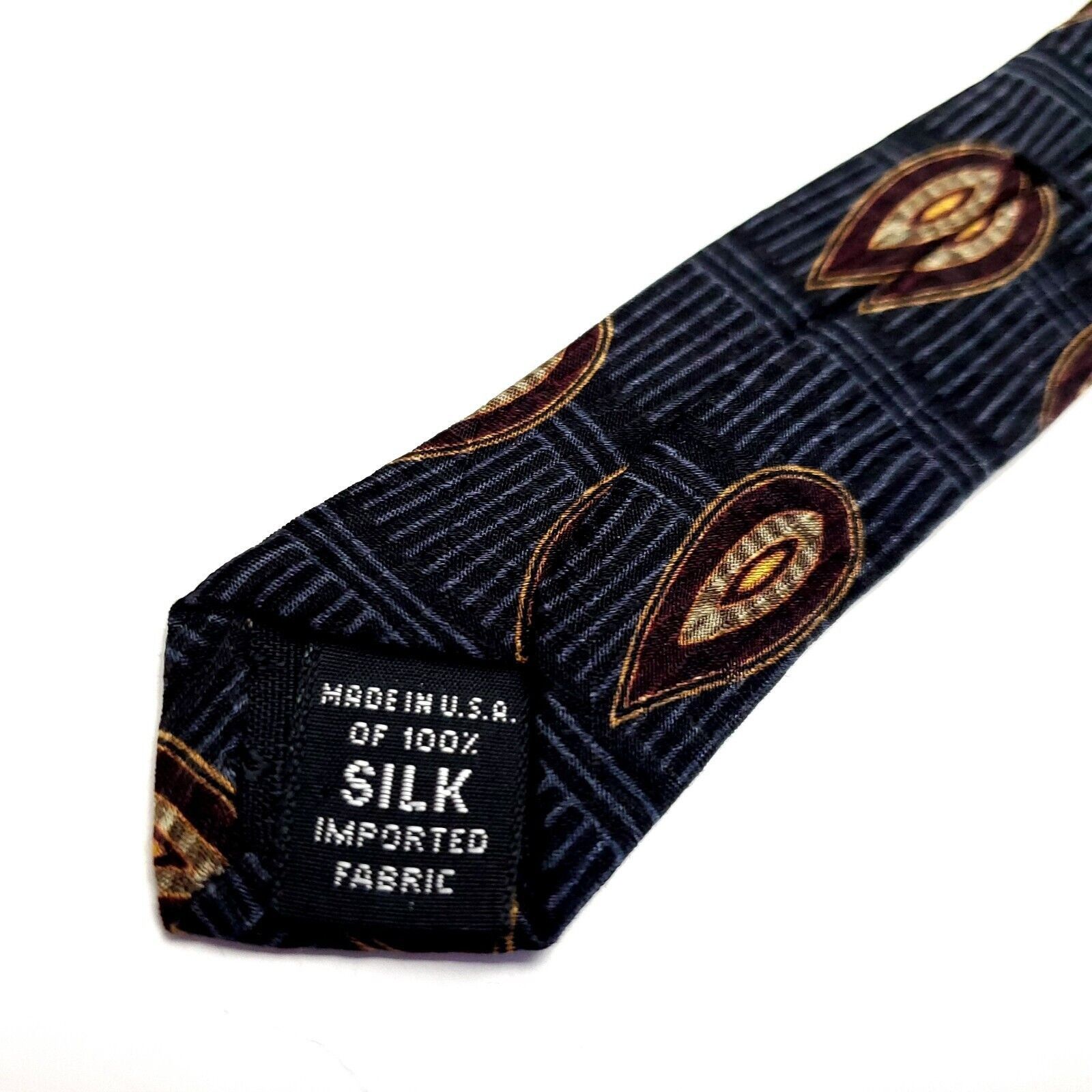 Designer Graham & Lockwood England Silk Tie Woven Blue Gray Brown Geo Size ONE SIZE - 5 Thumbnail