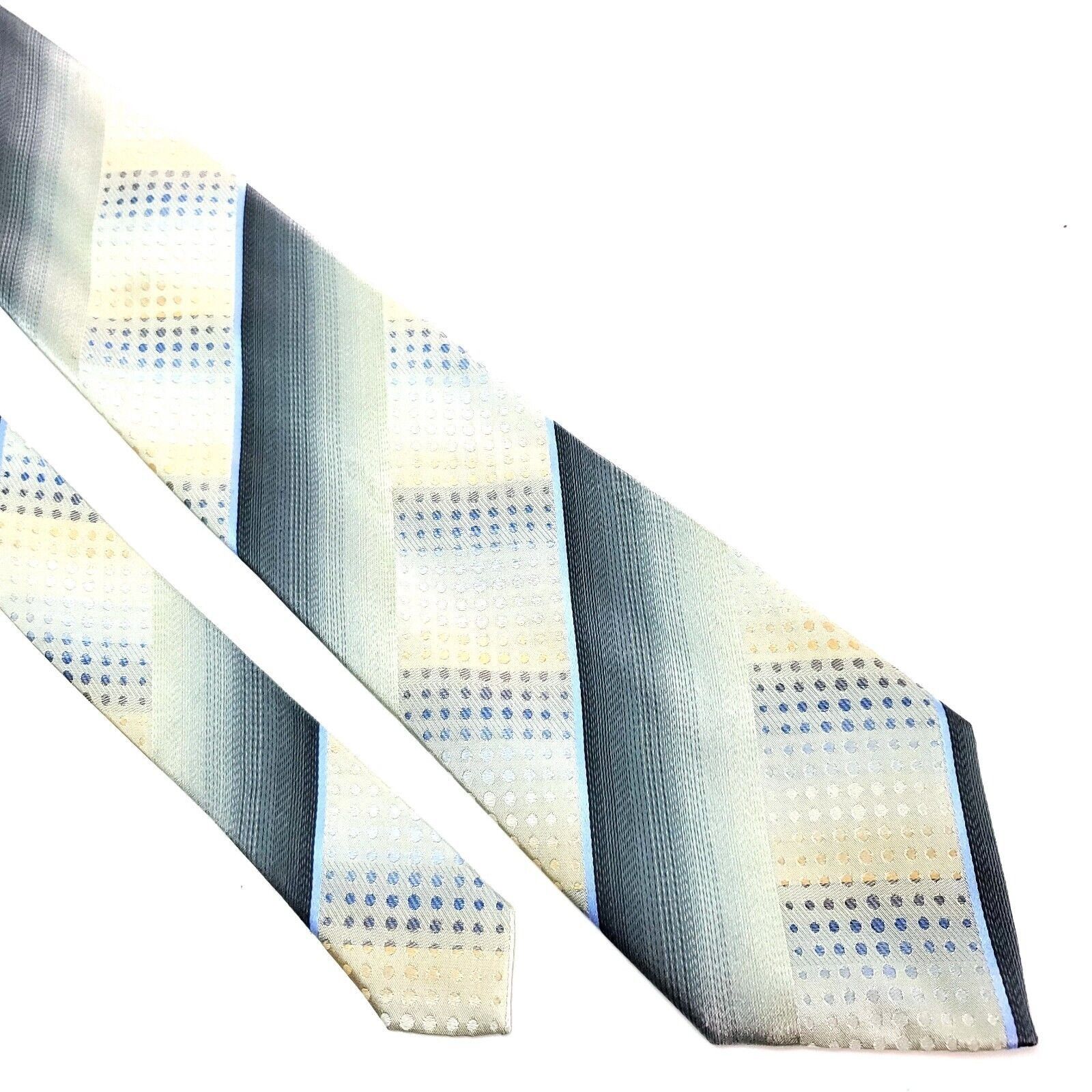 Kenneth Cole Kenneth Cole New York Silk Tie Blue Yellow Wide Woven Abstra Size ONE SIZE - 1 Thumbnail
