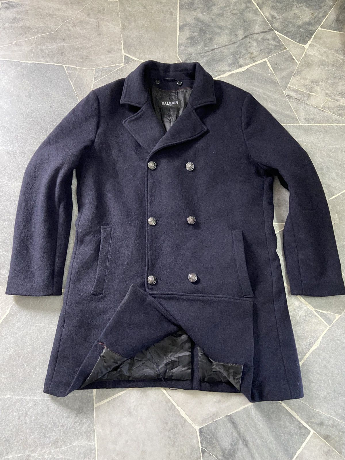 Balmain Balmain Double Breasted Navy Wool Pea Coat jacket Size US L / EU 52-54 / 3 - 9 Thumbnail