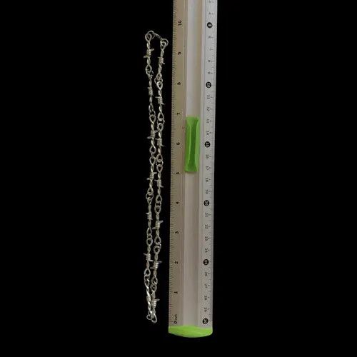 Jewelry Chrome Necklace Spike Post Barb Wire Punk Chain Size ONE SIZE - 4 Thumbnail