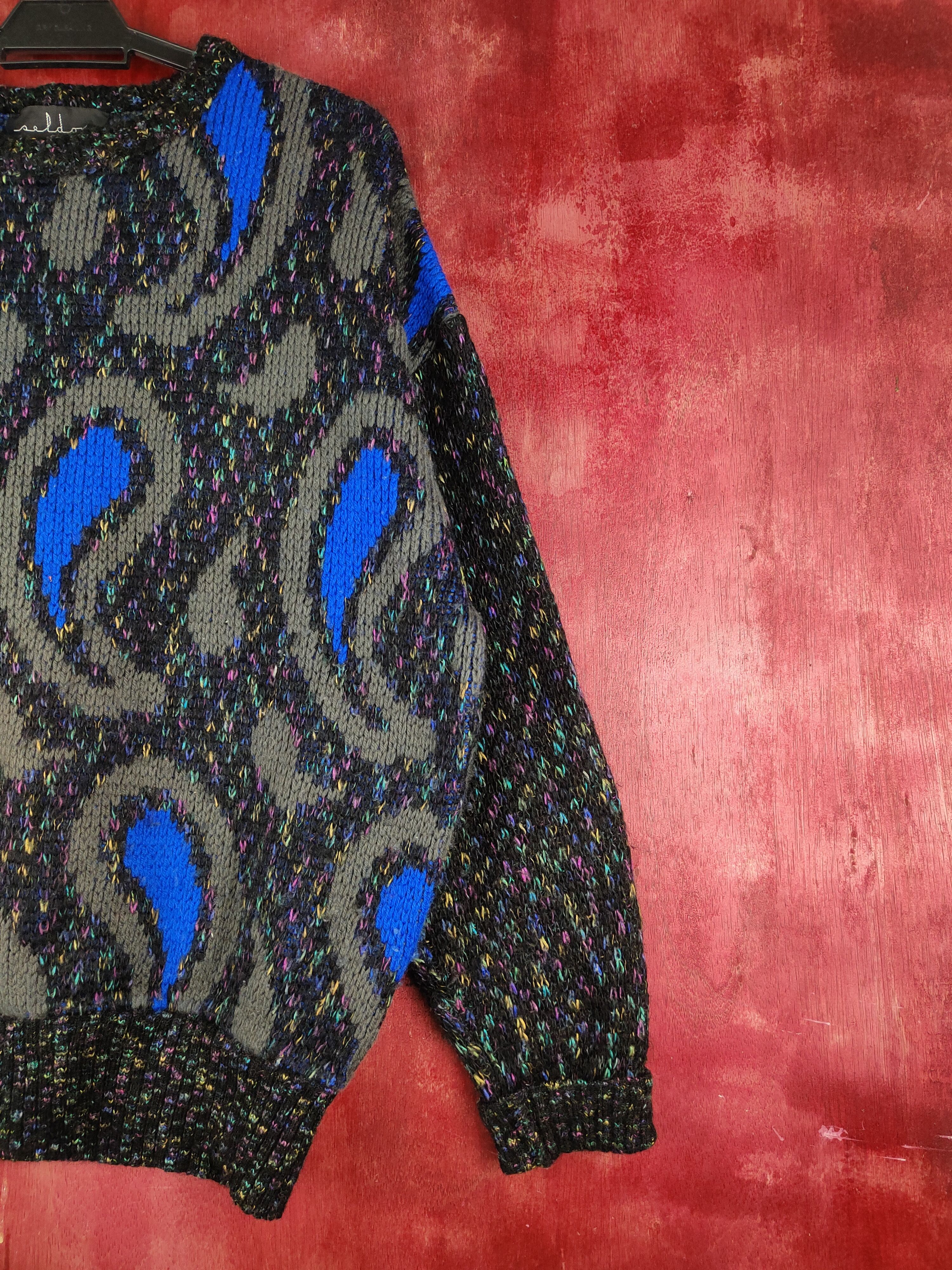 Homespun Knitwear DL Seldom Uomo Black Blue Knitwear Sweatshirt #S1270 Size US L / EU 52-54 / 3 - 5 Thumbnail