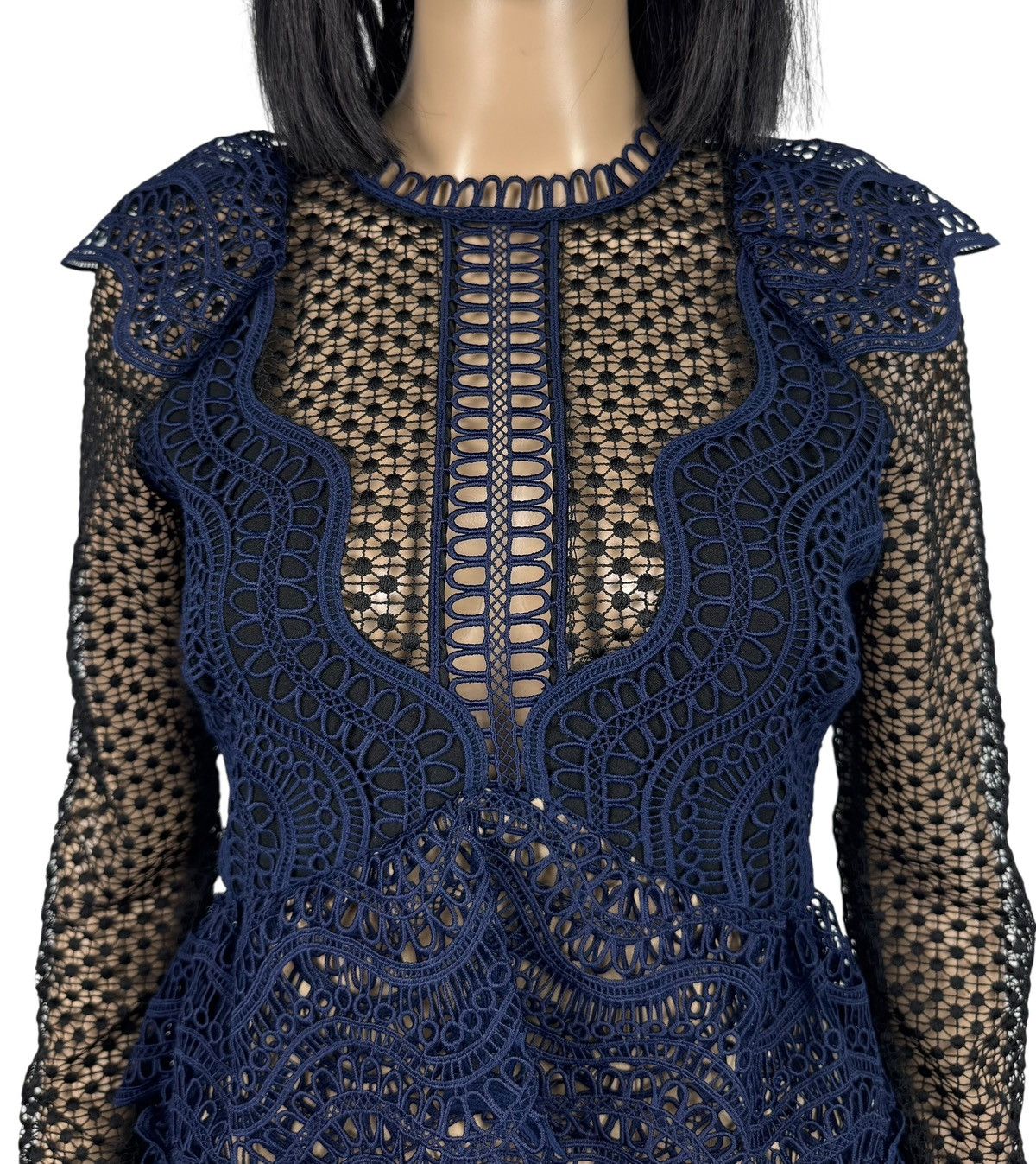 Self-Portrait Self-Portrait Ruffle Wave Guipure Lace Mini Dress size UK8 Size S / US 4 / IT 40 - 4 Thumbnail