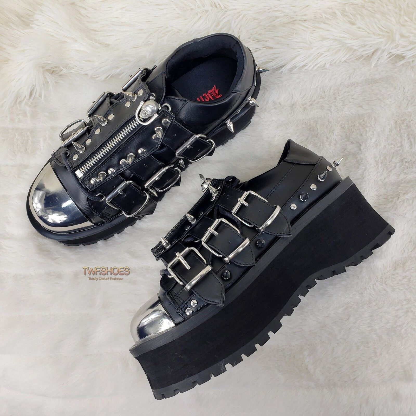 Other DEMONIA Gravedigger 03 Black Chrome Toe Plate Spiked Shoe Me Size US 11 / EU 44 - 1 Thumbnail
