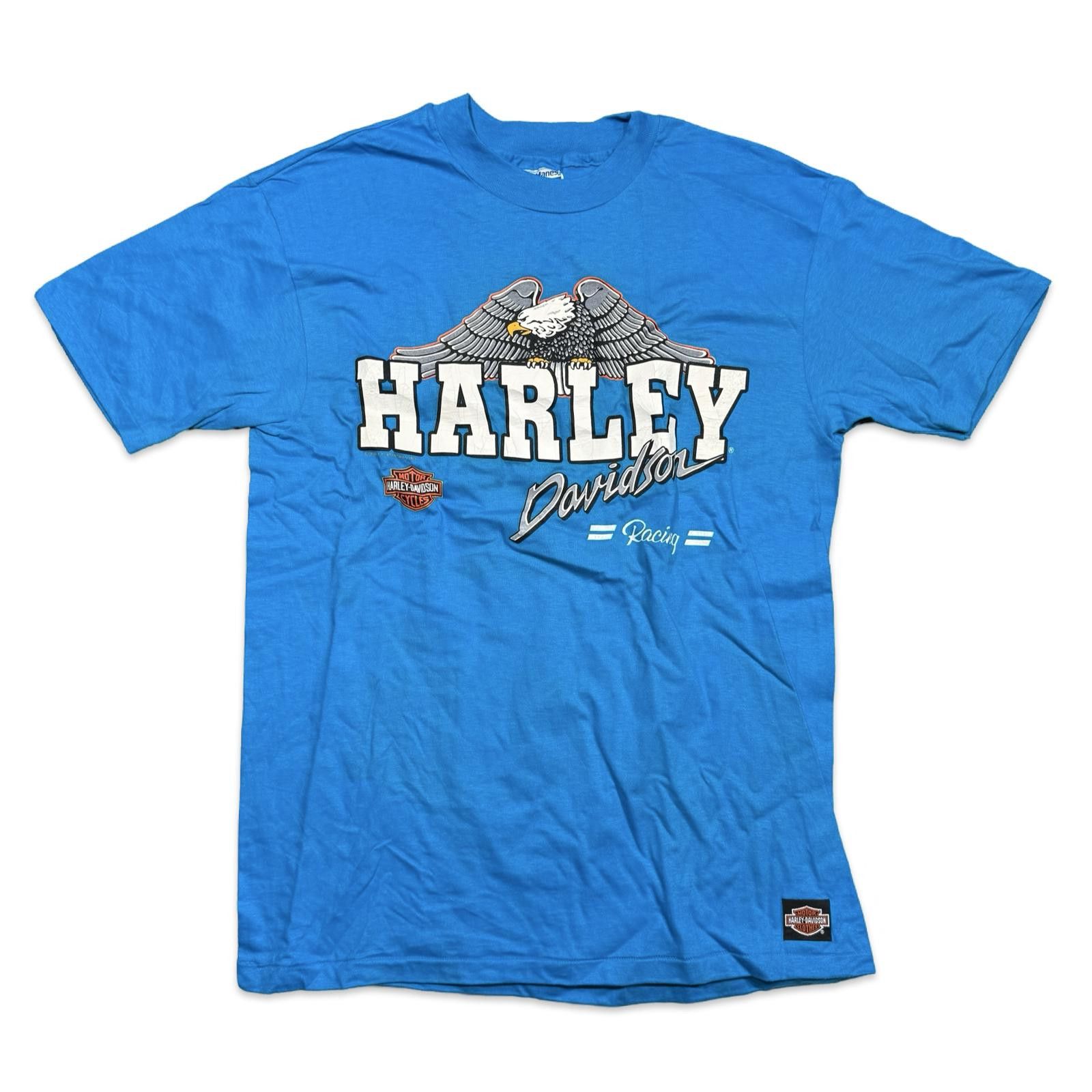 Harley Davidson Vintage Harley-Davidson Racing Milwaukee 80s Blue T-Shirt Size US XL / EU 56 / 4 - 1 Thumbnail