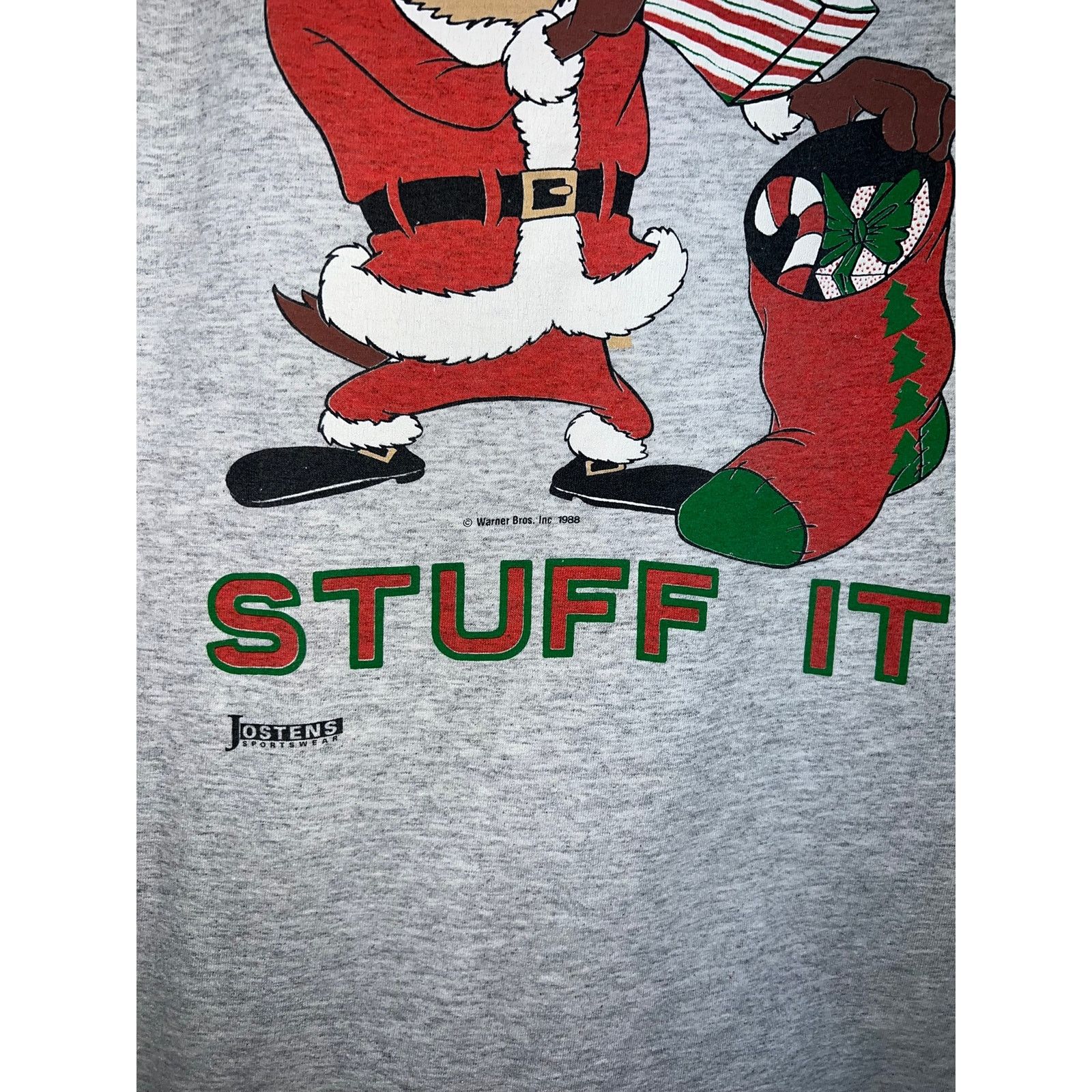 Vintage Vintage Taz Christmas Shirt Looney Tunes Jostens Cartoon 90s Size US L / EU 52-54 / 3 - 5 Thumbnail