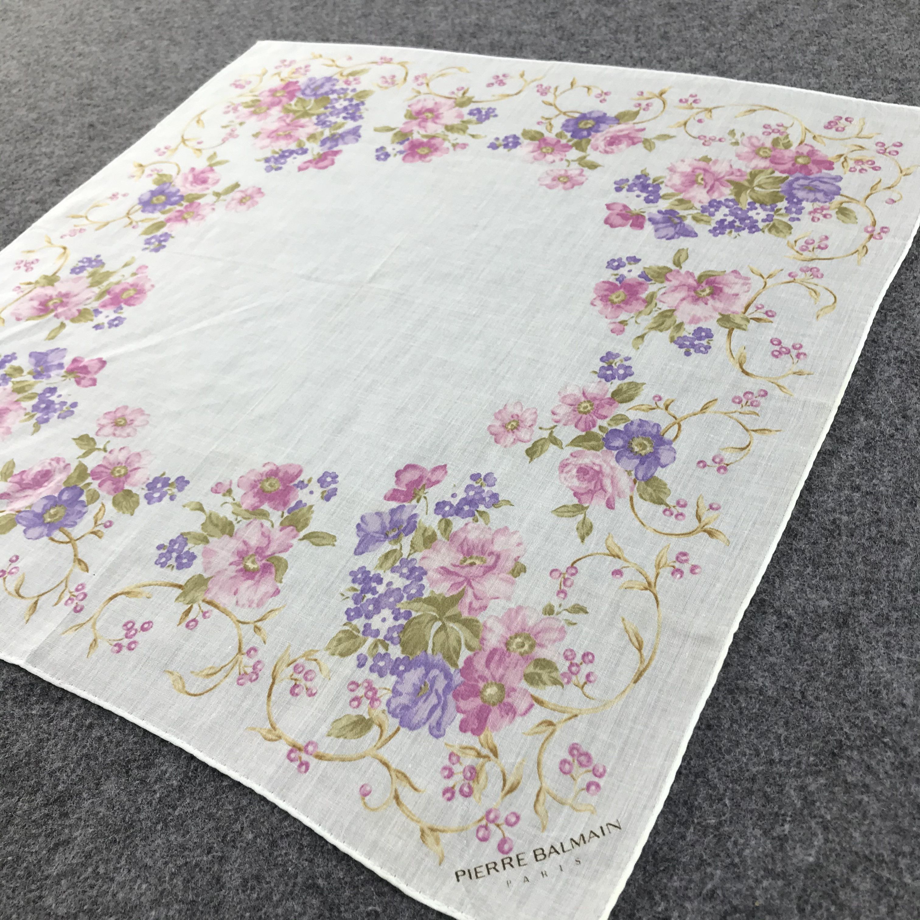 Pierre Balmain Pierre Balmain Floral Handkerchief Neckerchief Bandana H412 Size ONE SIZE - 5 Thumbnail