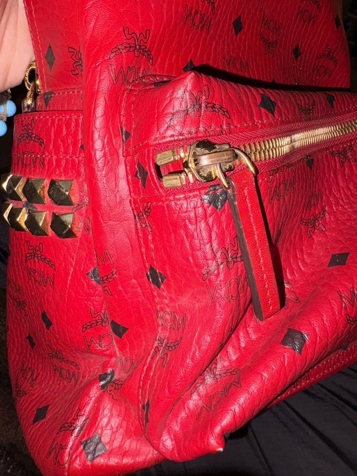 MCM MCM red Visetos stark studded backpack Size ONE SIZE - 9 Thumbnail