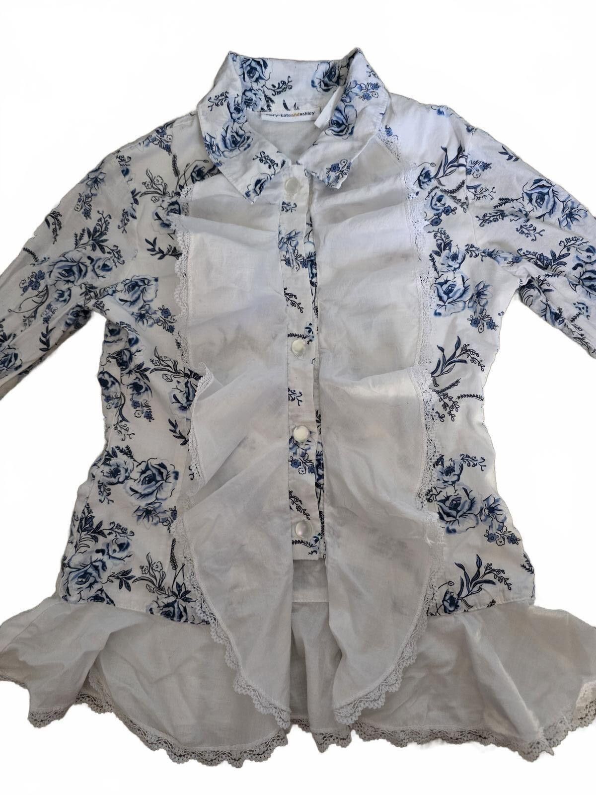 Other Vintage Mary-Kate and Ashley White Blue Floral Top Small Y2K Size S / US 4 / IT 40 - 6 Thumbnail