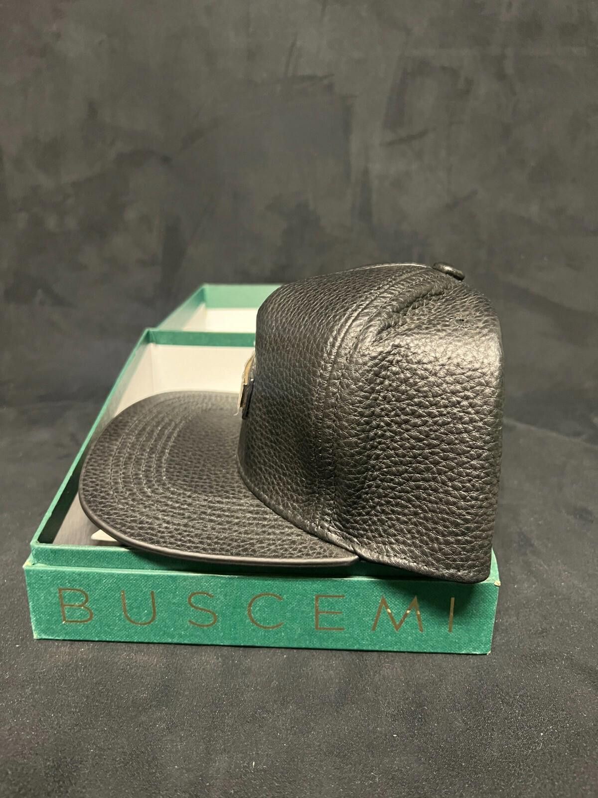 Buscemi BUSCEMI SCREWBACK CAP 2001SBHC PEBBLED COW LEATHER BLACK HAT Size ONE SIZE - 7 Thumbnail