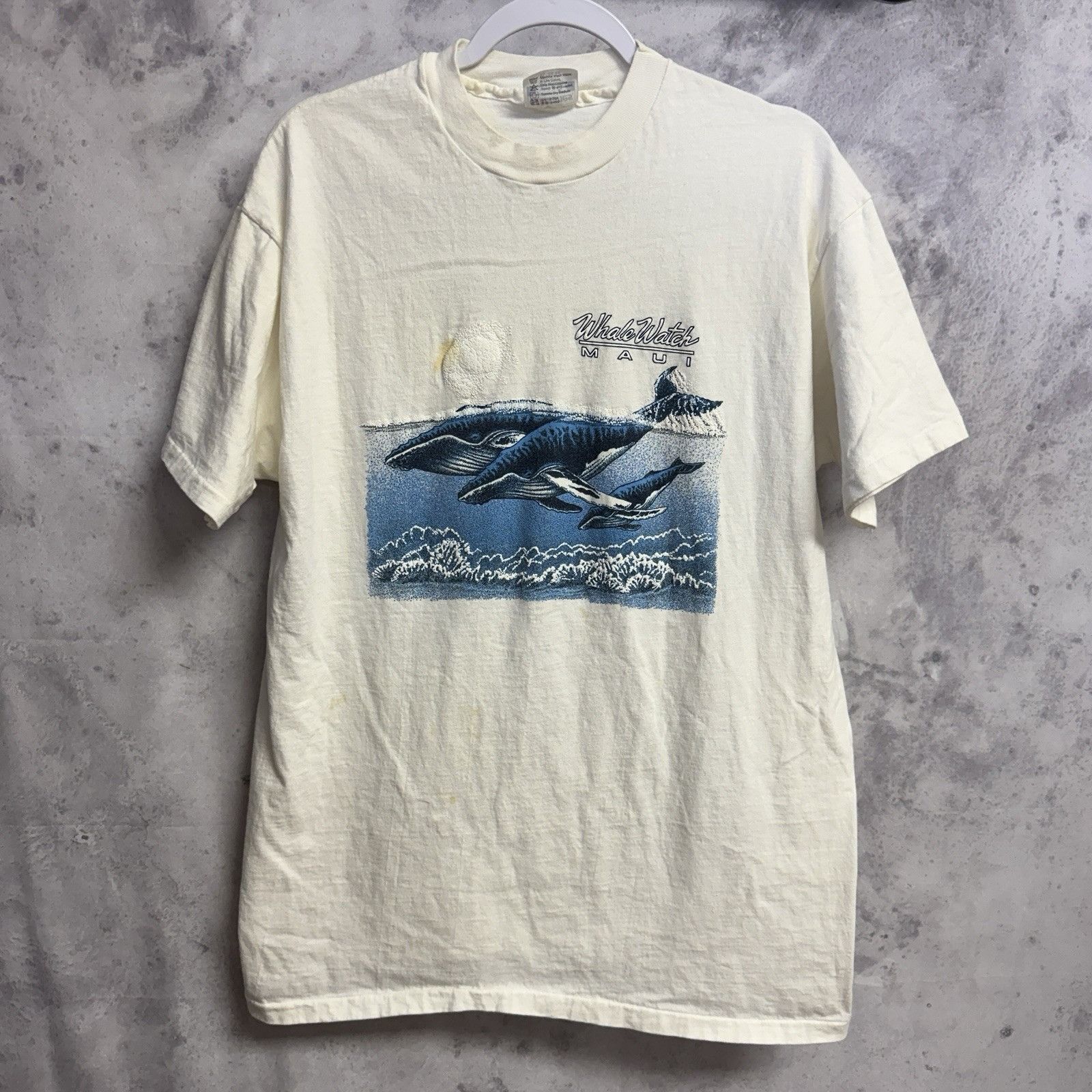 Vintage Vintage Whale Watch Maui Hawaii T Shirt White 90s Size US XL / EU 56 / 4 - 2 Thumbnail