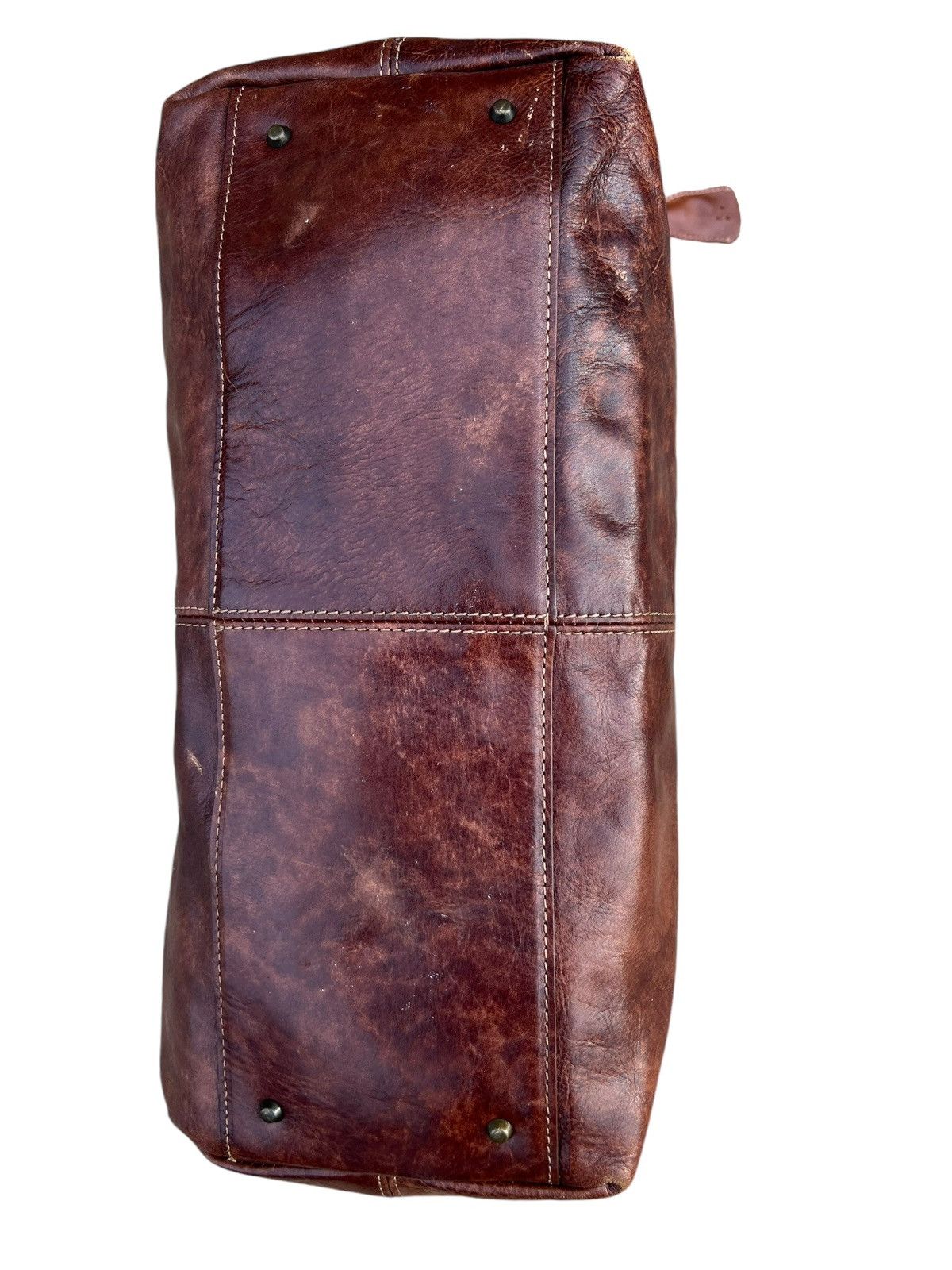 Leather Vintage Aniary Japan Distress Patina Leather 2 Way Bag Size ONE SIZE - 18 Thumbnail
