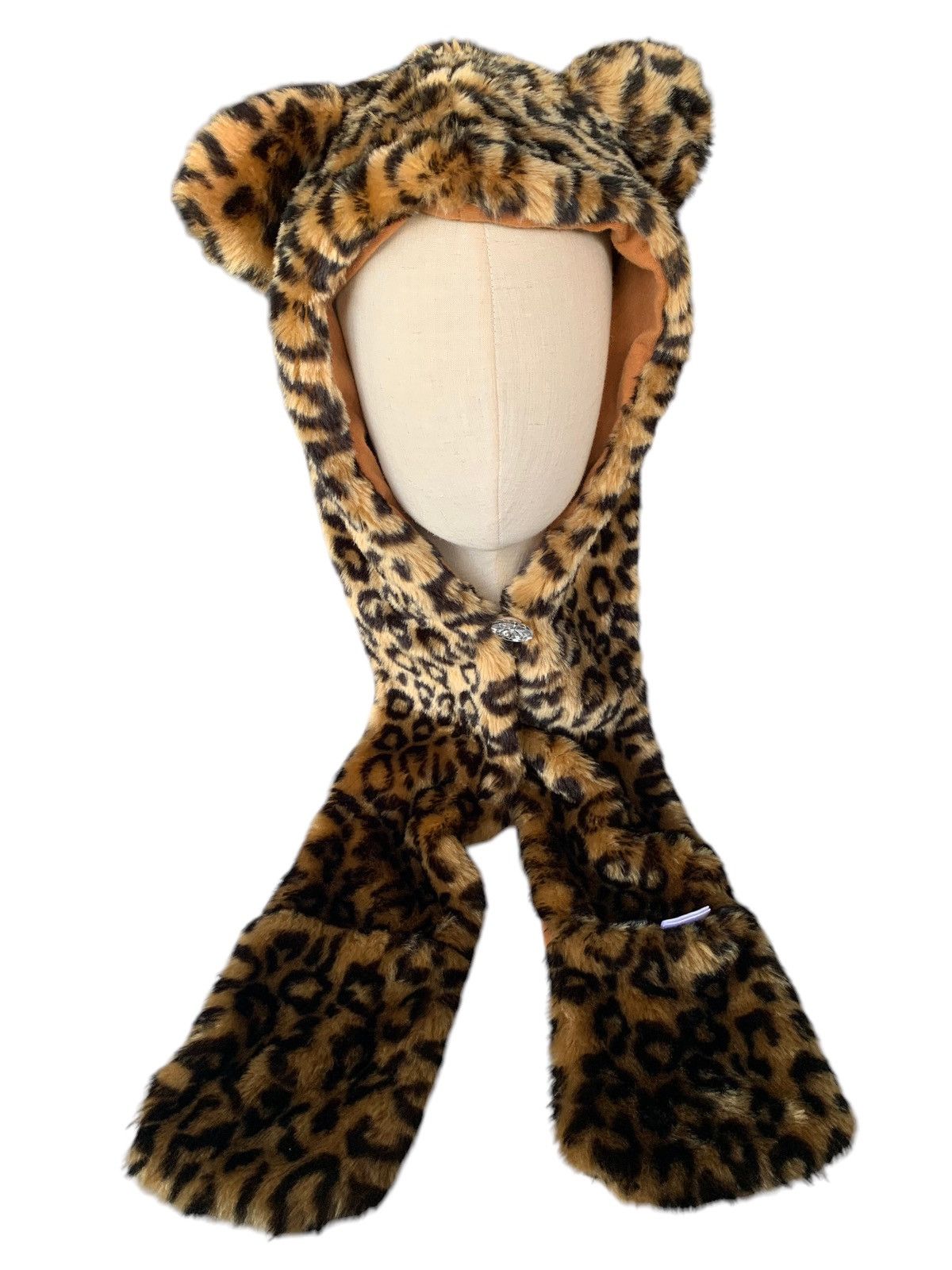 Japanese Brand Plush Leopard Horn Earflap Animals Rayalice Beanie Hats🐆 Size ONE SIZE - 2 Thumbnail