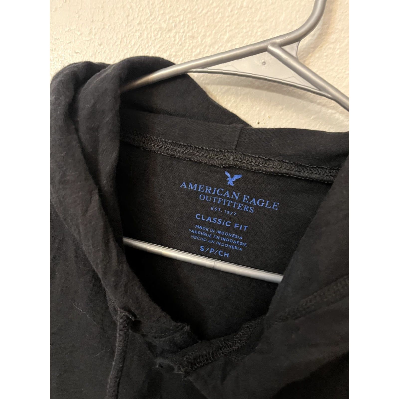 Vintage American Eagle Hoodie Mens Small Blue Black Classic Fit Pullover Sweatshirt Size US S / EU 44-46 / 1 - 2 Thumbnail
