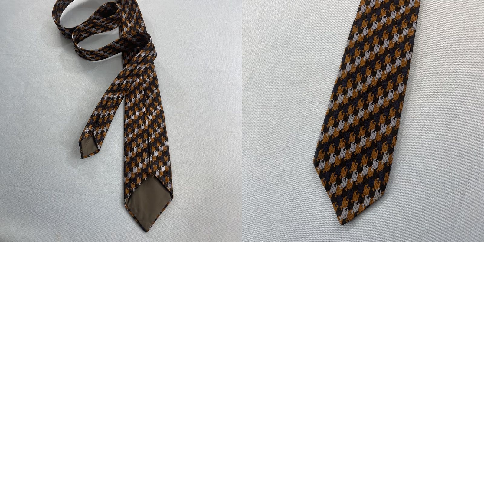 Vintage Vtg 60s Woven Tie Optical Key Checkerboard Geometric Navy Blue Orange White 3x54 Capsule Necktie Size ONE SIZE - 10 Thumbnail