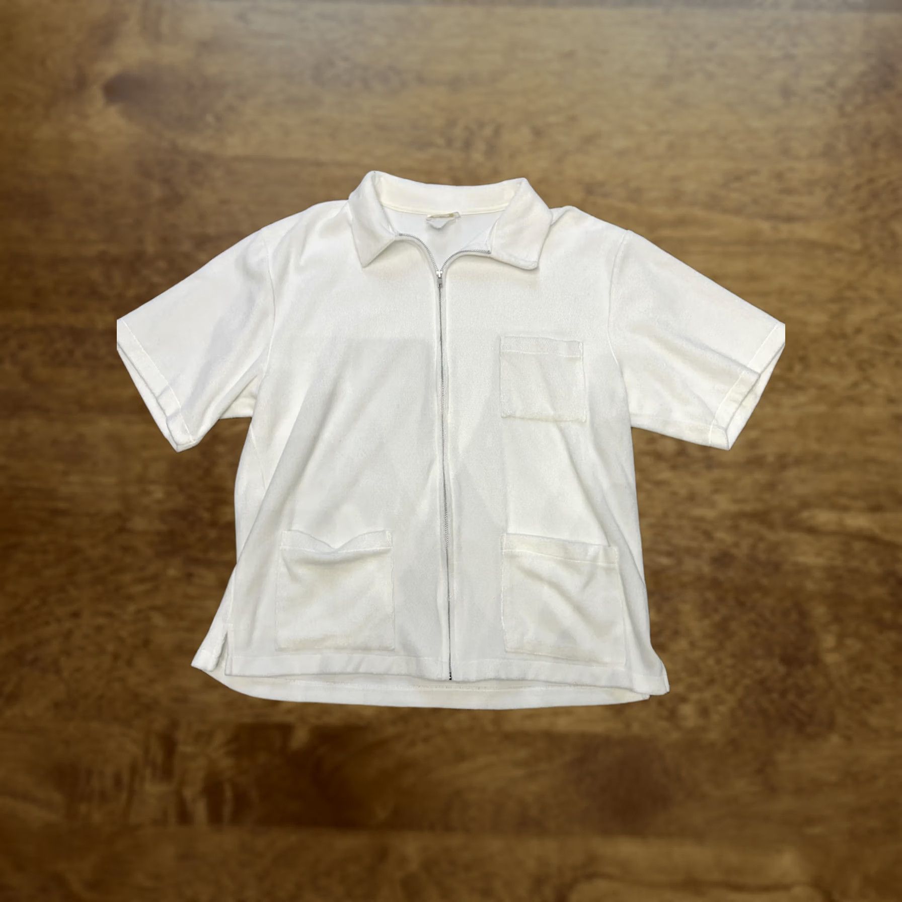 Vintage Womens Polo Shirt White Full Zip Collared Short Sleeve Pockets Relaxed Fit M Size M / US 6-8 / IT 42-44 - 1 Thumbnail