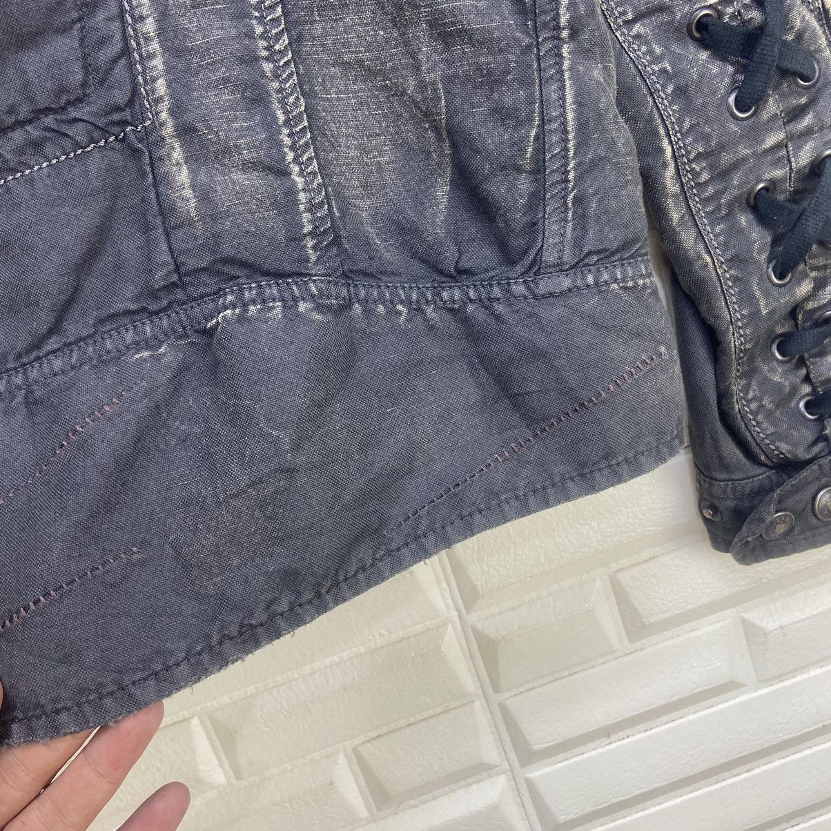 Marithe + Francois Girbaud MFG Distressed Design Lace Up Biker Style Jacket Size US S / EU 44-46 / 1 - 18 Thumbnail