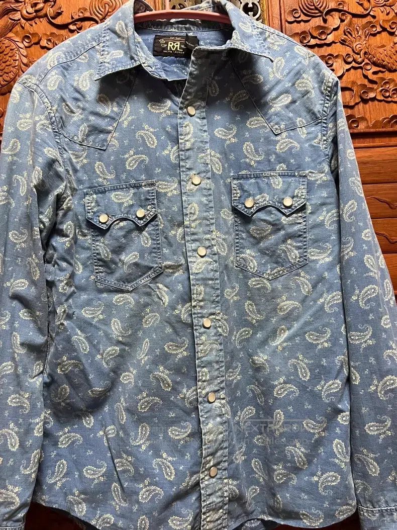 RRL Ralph Lauren RRL Ralph Lauren Cashew flower denim shirt Size US XS / EU 42 / 0 - 1 Thumbnail
