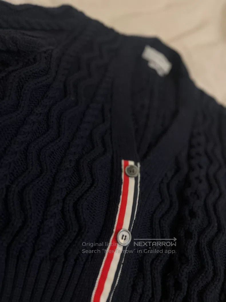 Thom Browne Thom Browne Men's navy blue collared knit cardigan with co Size US XS / EU 42 / 0 - 3 Thumbnail