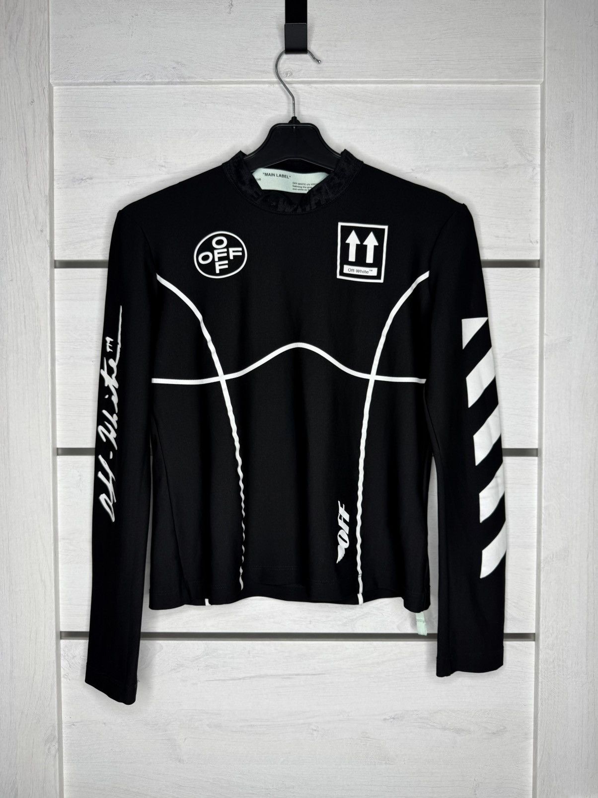Off-White OFF-WHITE Diagonal Print Long-Sleeve Top T-Shirt Arrows Logo Size S / US 4 / IT 40 - 1 Thumbnail