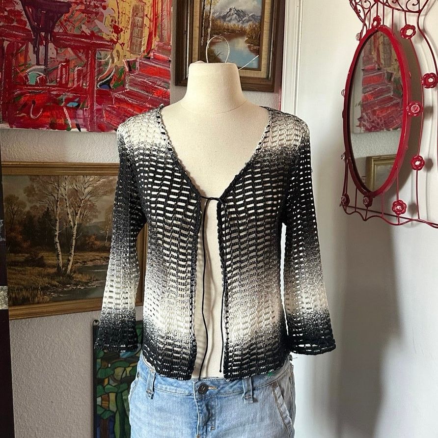 Other together usa black white ombre knit cardigan jacket Size M / US 6-8 / IT 42-44 - 1 Thumbnail