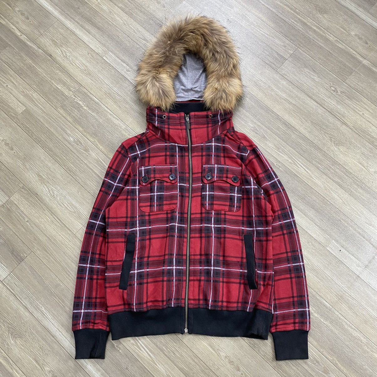 Le Grande Bleu (L.G.B.) 2000s Splendid Plaid Skulls Punk Rock Lgb Zip Fur Hoodie Y2K Size US M / EU 48-50 / 2 - 1 Thumbnail