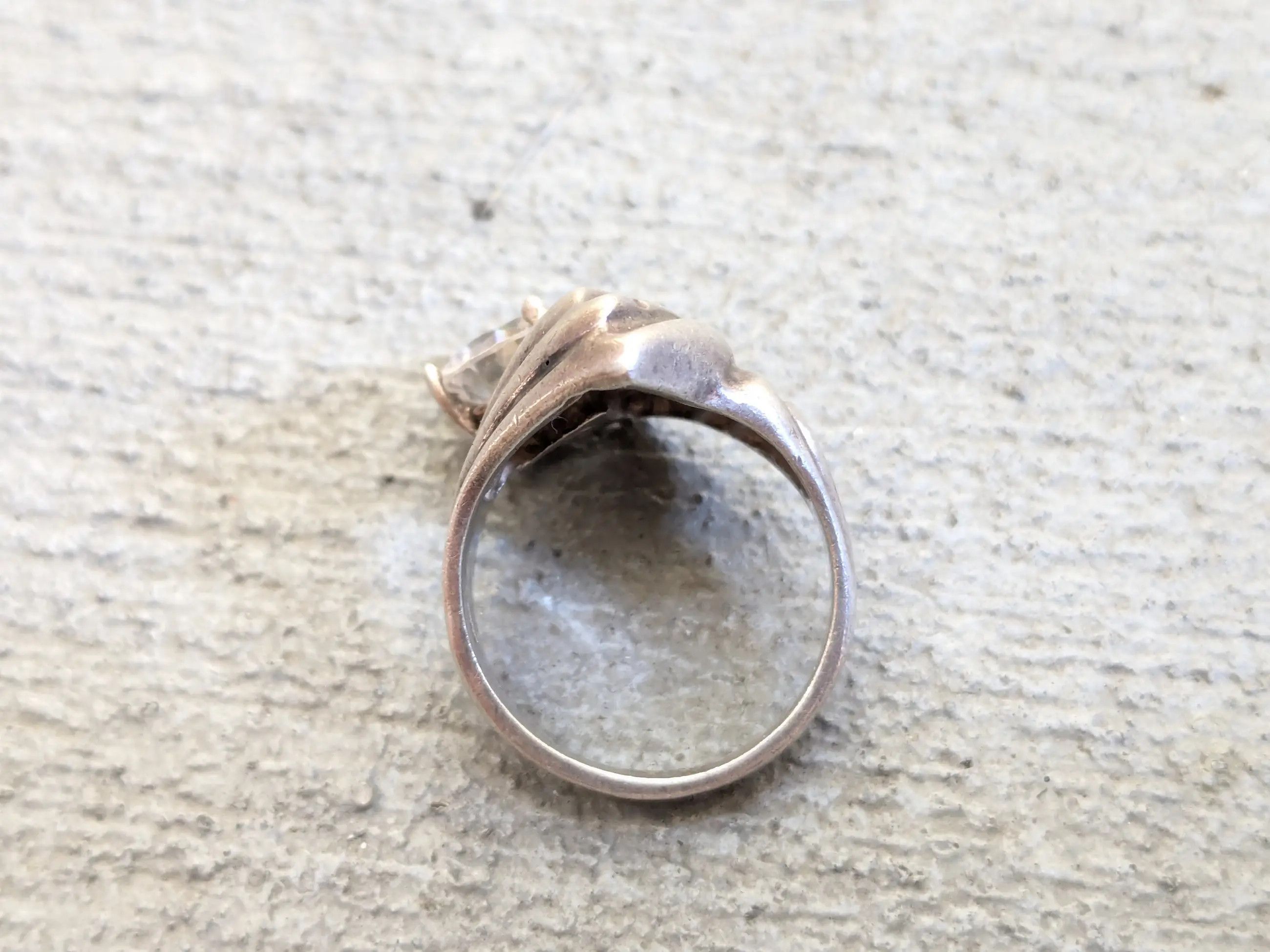 Jewelry × Vintage Sterling Silver Ring CZ Clear Round 7 Mexico Taxco Modern Size ONE SIZE - 9 Thumbnail