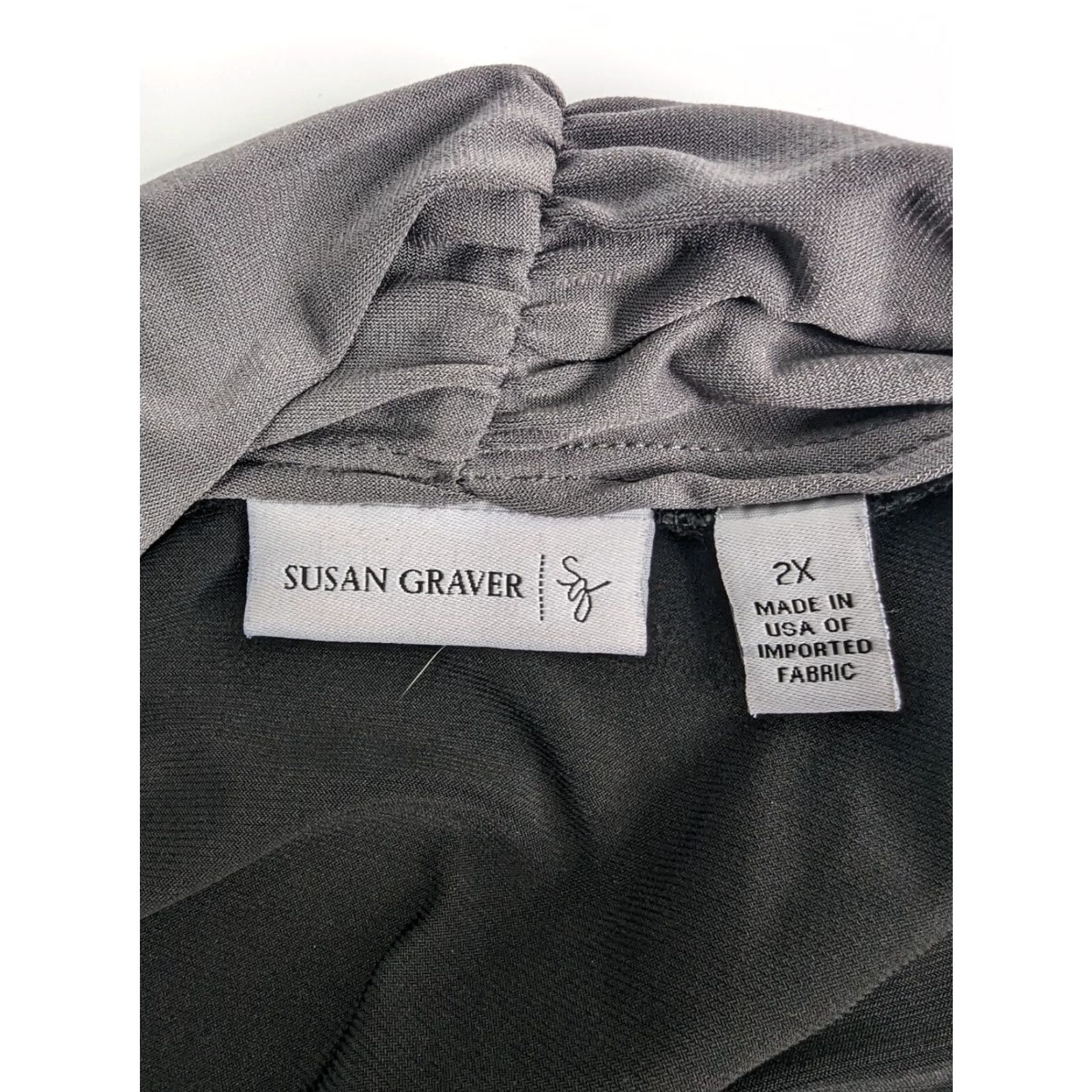 Vintage Susan Graver Cardigan Womens 2X Sleeveless V-Neck Black Grey Open Front Knit Sweater Casual Workwear Night Party (All Seasons) US Size XXL / US 16-18 / IT 52-54 - 6 Thumbnail