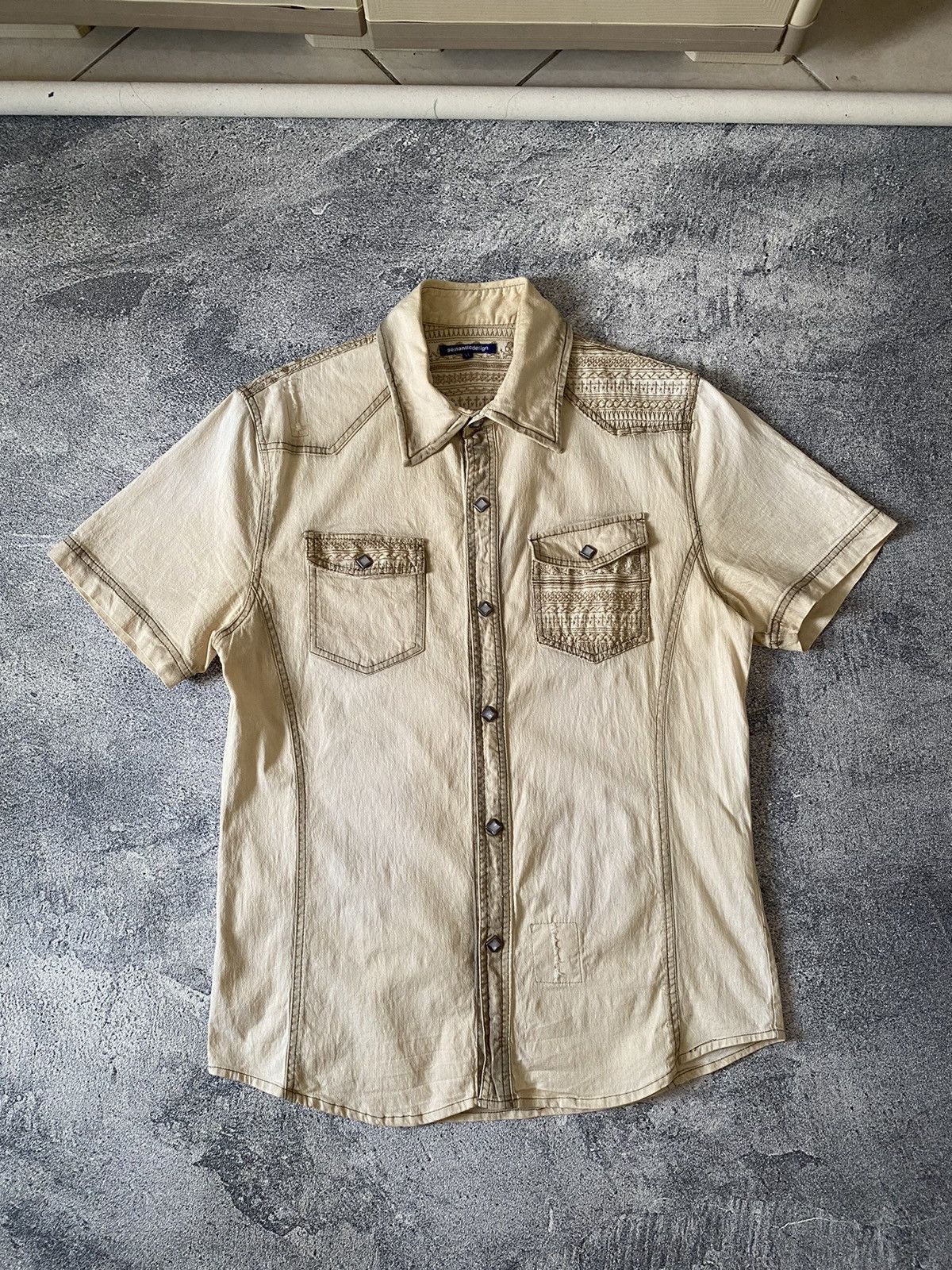 semanticdesign Y2K SEMANTIC DESIGN SKULL EMBROIDERED SNAP BUTTON SHIRT Size US L / EU 52-54 / 3 - 1 Thumbnail