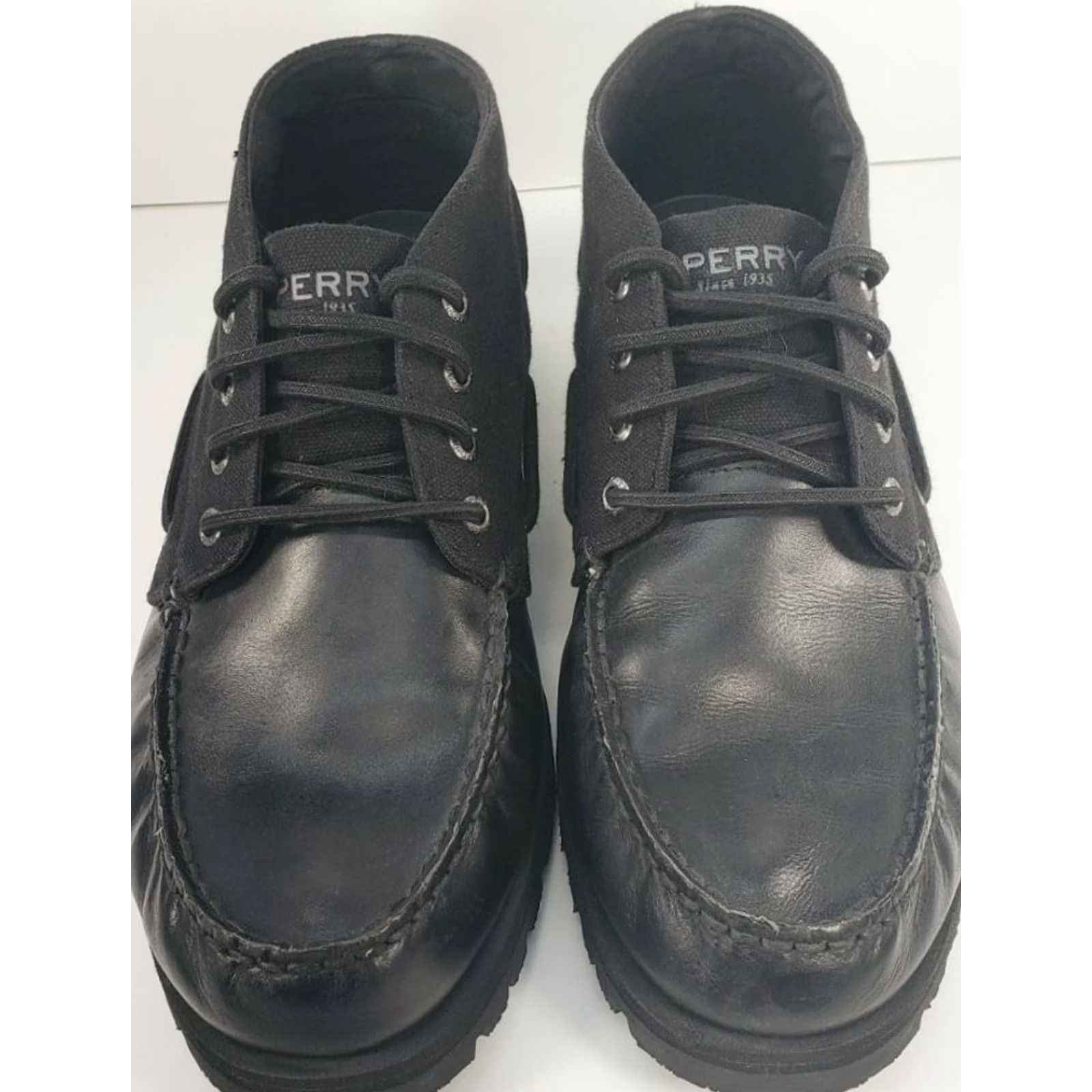Sperry Sperry Top-Sider Leeward Mini Lug Chukka Boots STS18292 Black Leather Mens 11M Shoe, Boot, Lug, Canvas, Leather, Sperry Top-Sider Leeward, Mens, 11M Size US L / EU 52-54 / 3 - 5 Thumbnail