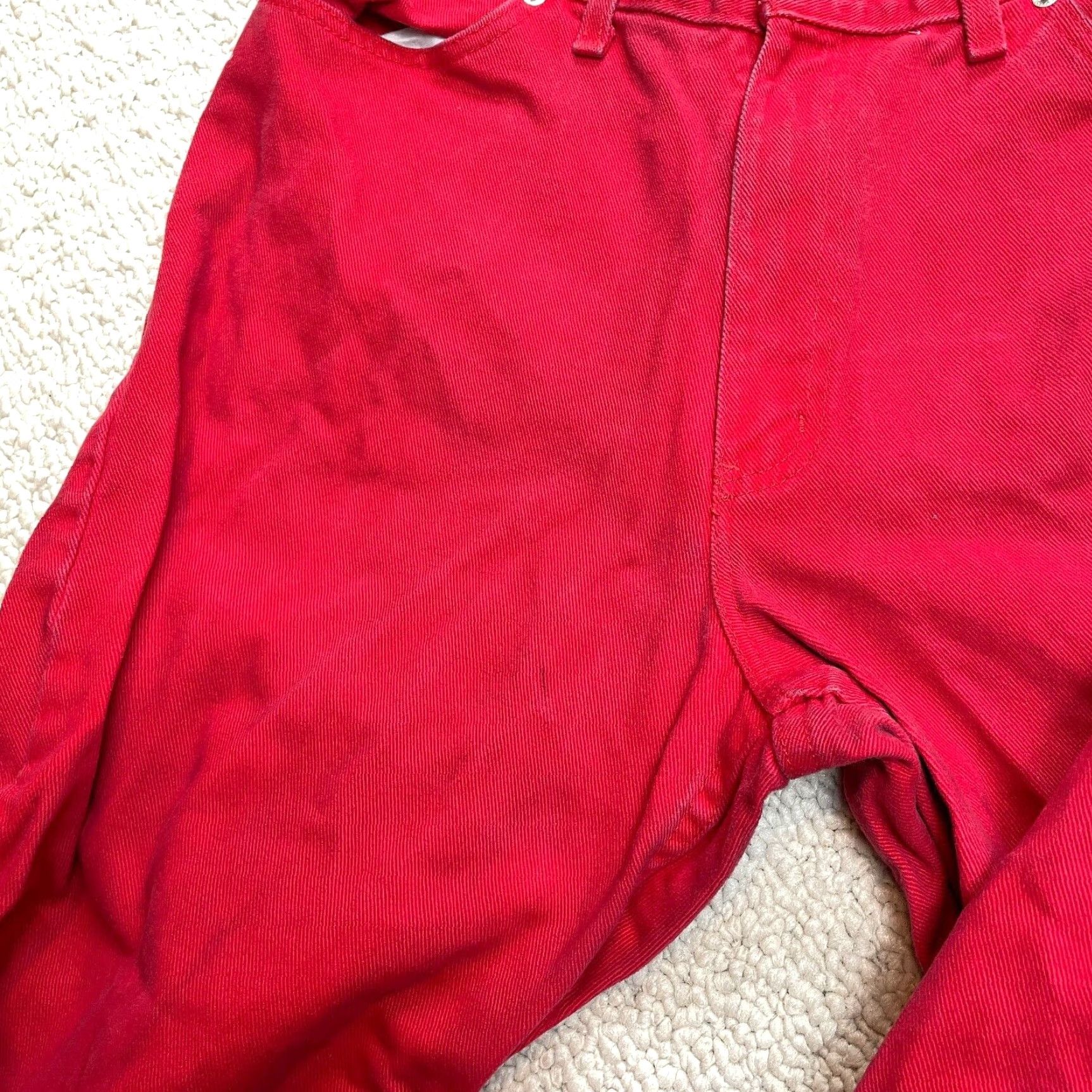 Faded Glory Faded Glory Jeans Womens 14 Petite Red Denim High Rise Straight Solid Zip 30x28 Size 36" / US 14 / IT 50 - 6 Thumbnail