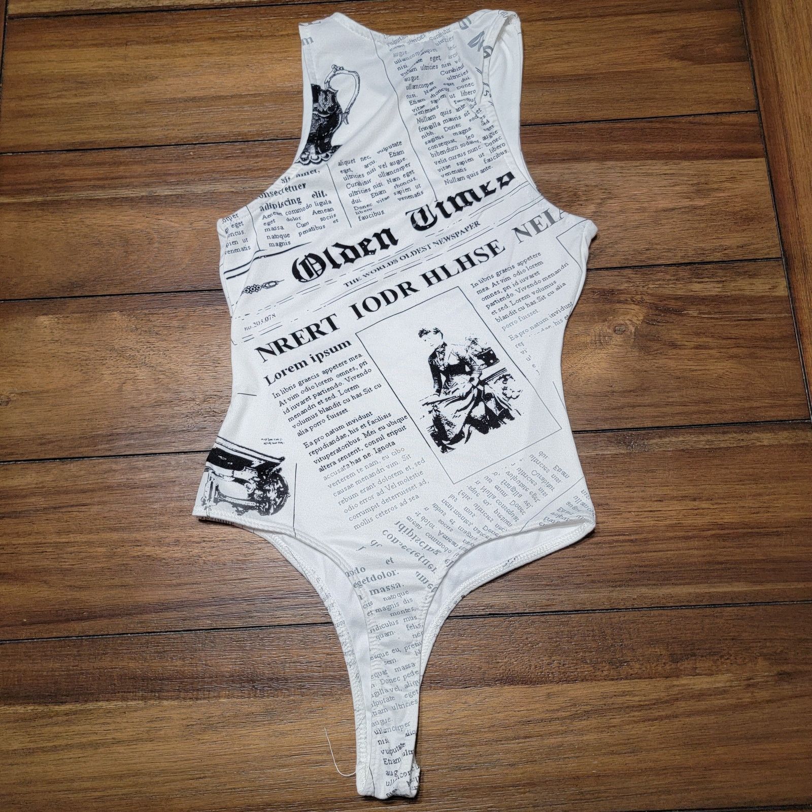 Other Just Polly Womens Body Suit "Olden Times Newspaper" -Small Size S / US 4 / IT 40 - 3 Thumbnail