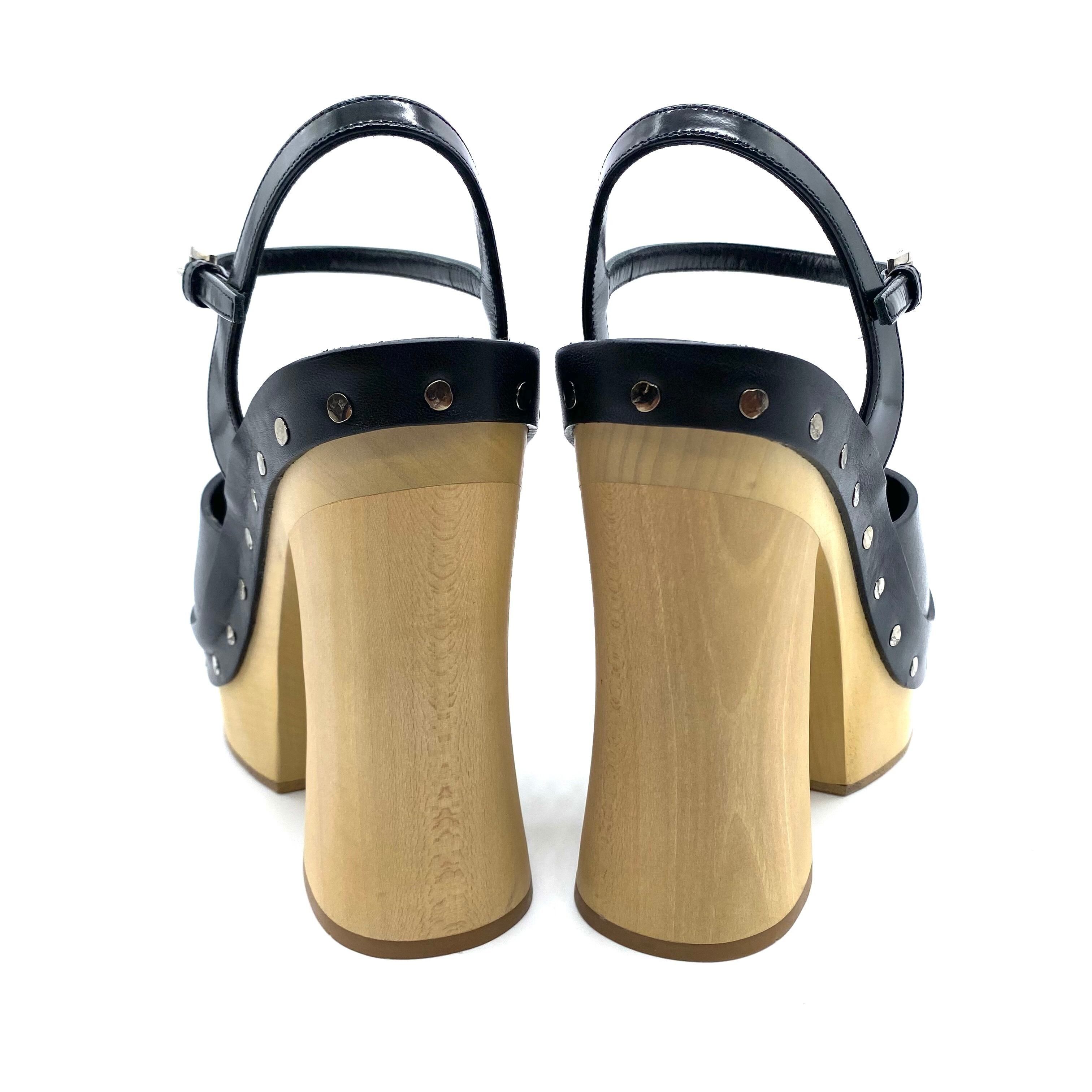 Prada PRADA Wood Heel Chunky Sandal Size US 5 / IT 35 - 4 Thumbnail