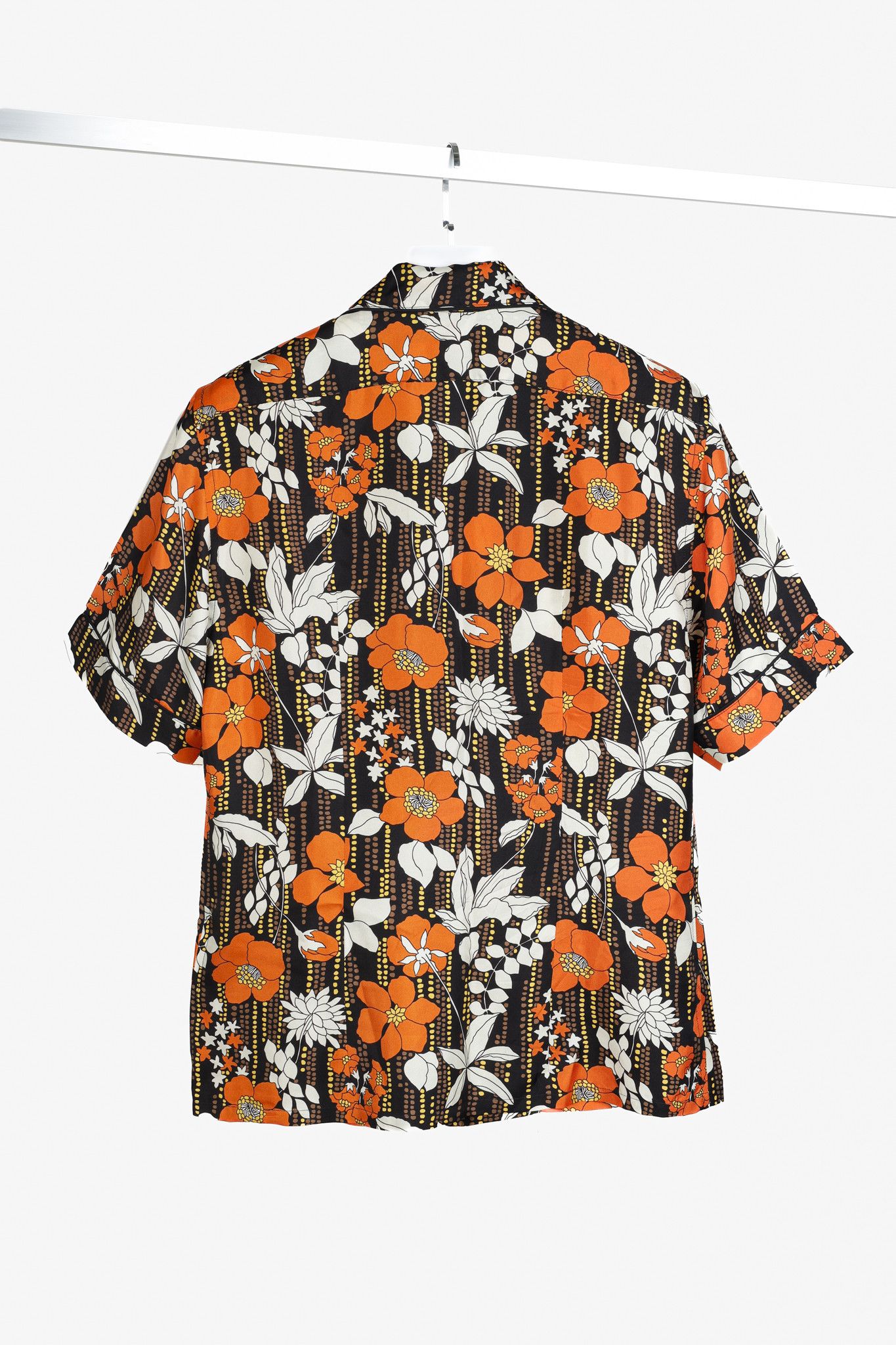 Prada Prada 2018 Orange Silk Hawaiian Print Bowling Shirt Size S / US 4 / IT 40 - 2 Thumbnail