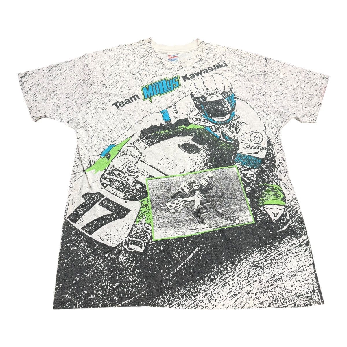 Vintage Vintage 90s Team Muzzys Kawasaki Motorcycle Racing AOP Shirt Size US XL / EU 56 / 4 - 1 Thumbnail