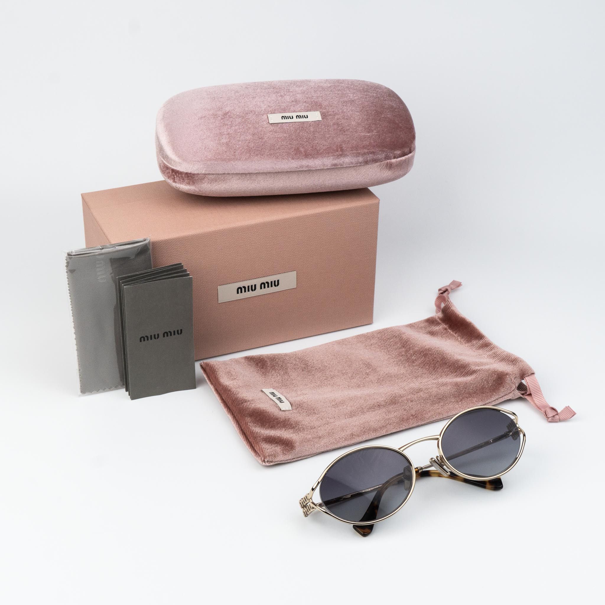 Miu Miu NEW Miu Miu MU52YS ZVN5D1 LOGO Oval Unisex Sunglasses Size ONE SIZE - 13 Thumbnail