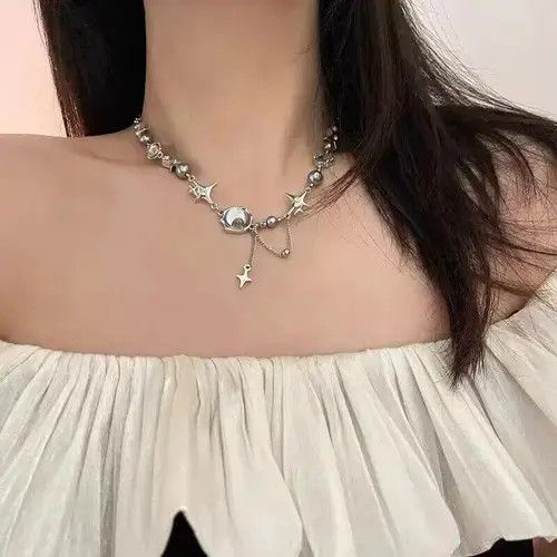 Jewelry Electro Chain Crystal Stone Silver Abstract Star Pop Fantasy Size ONE SIZE - 3 Thumbnail
