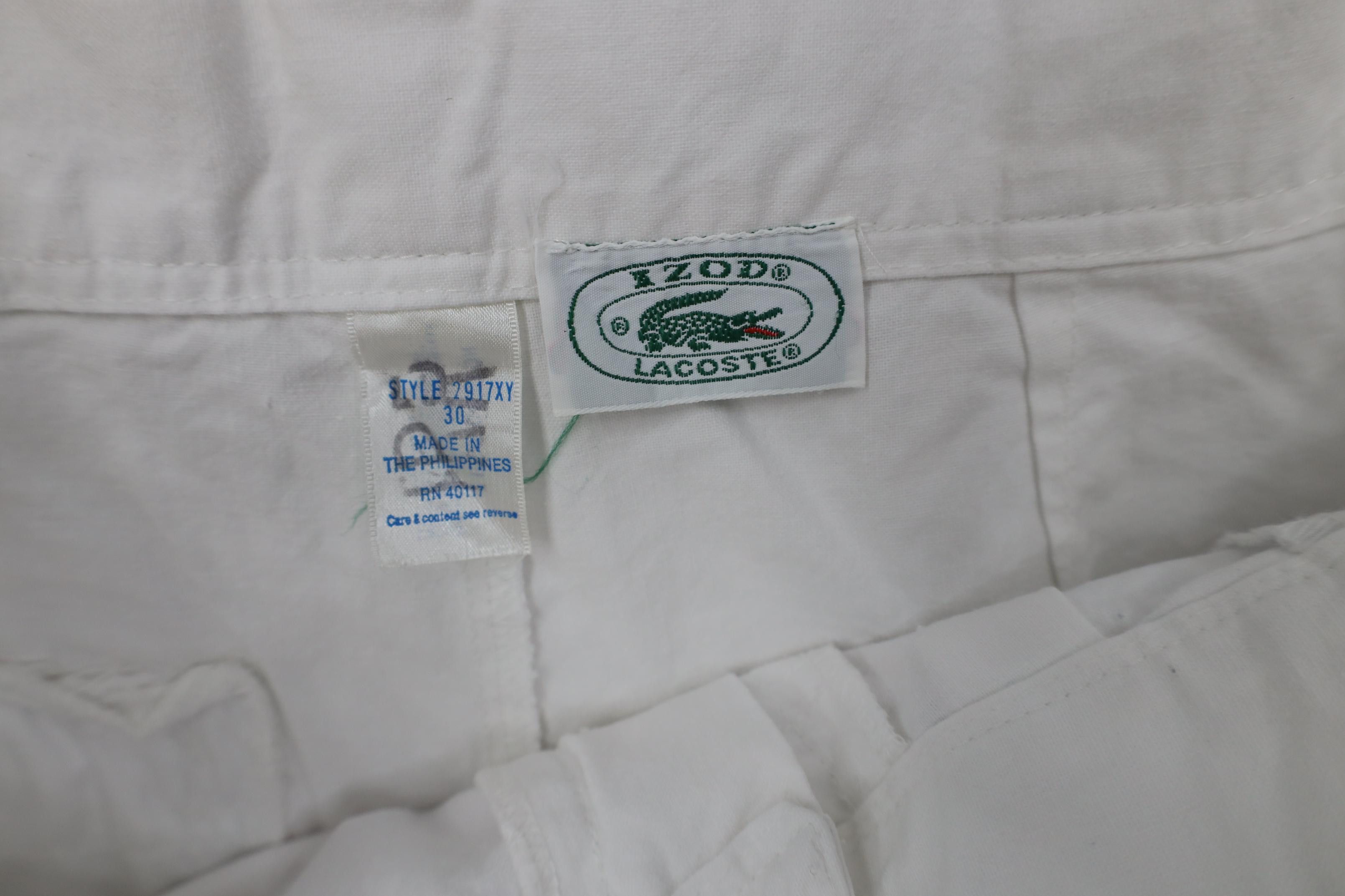 Lacoste Vtg 80s Izod Lacoste Straight Leg Chino Pants White Cotton Size US 30 / EU 46 - 10 Thumbnail