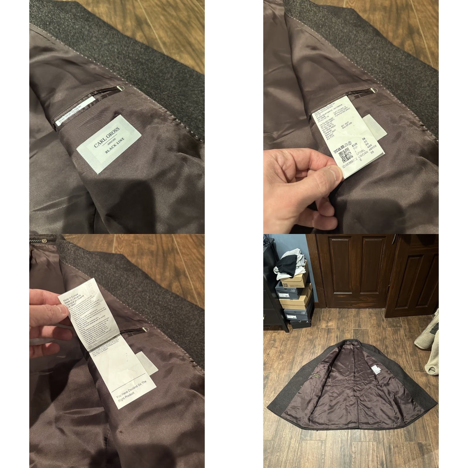Vintage Carl Gross Black Line x Loro Piana 48R Sport Coat Mens Wool Gray Double-Breasted Notch Lapel 4-Button Regular Vintage No Size 48R - 8 Thumbnail