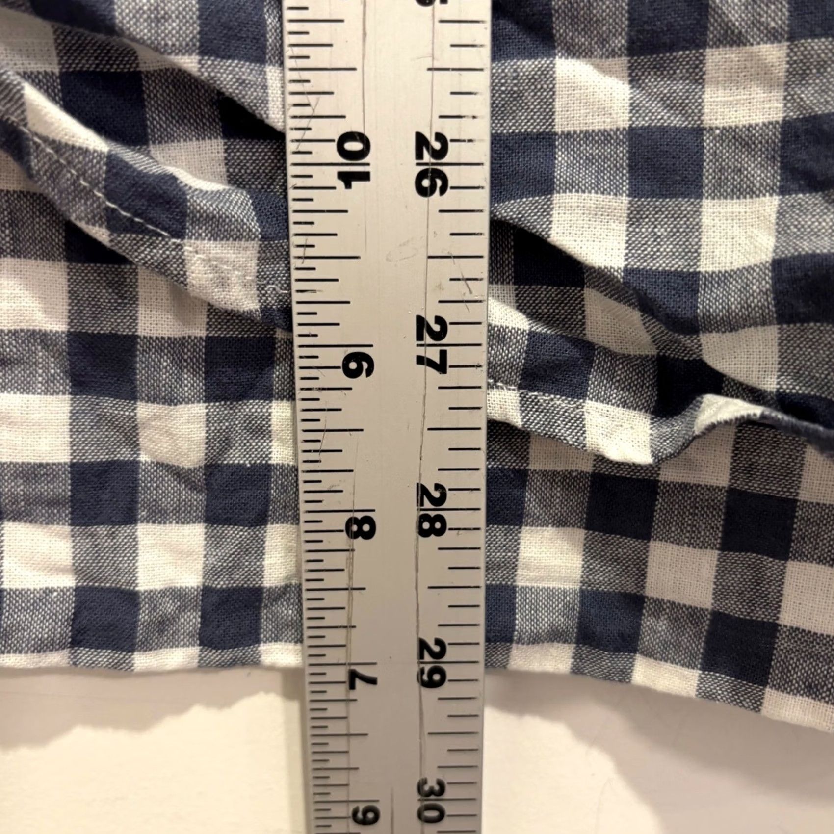 J.Crew J.Crew Mens Slim Cotton Linen Gingham Button Down Shirt Navy Blue White Large Size US L / EU 52-54 / 3 - 6 Thumbnail