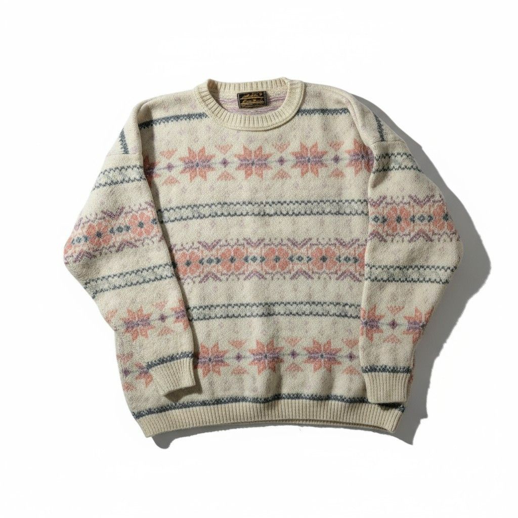 Eddie Bauer Eddie Bauer Vintage Wool Fair Isle Sweater Beige Made in USA Size US L / EU 52-54 / 3 - 1 Thumbnail