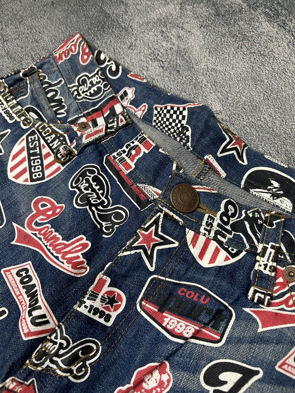 Japanese Brand Y2K CO&LU Hysteric Glamour style Denim Full Print Size US 33 - 6 Thumbnail