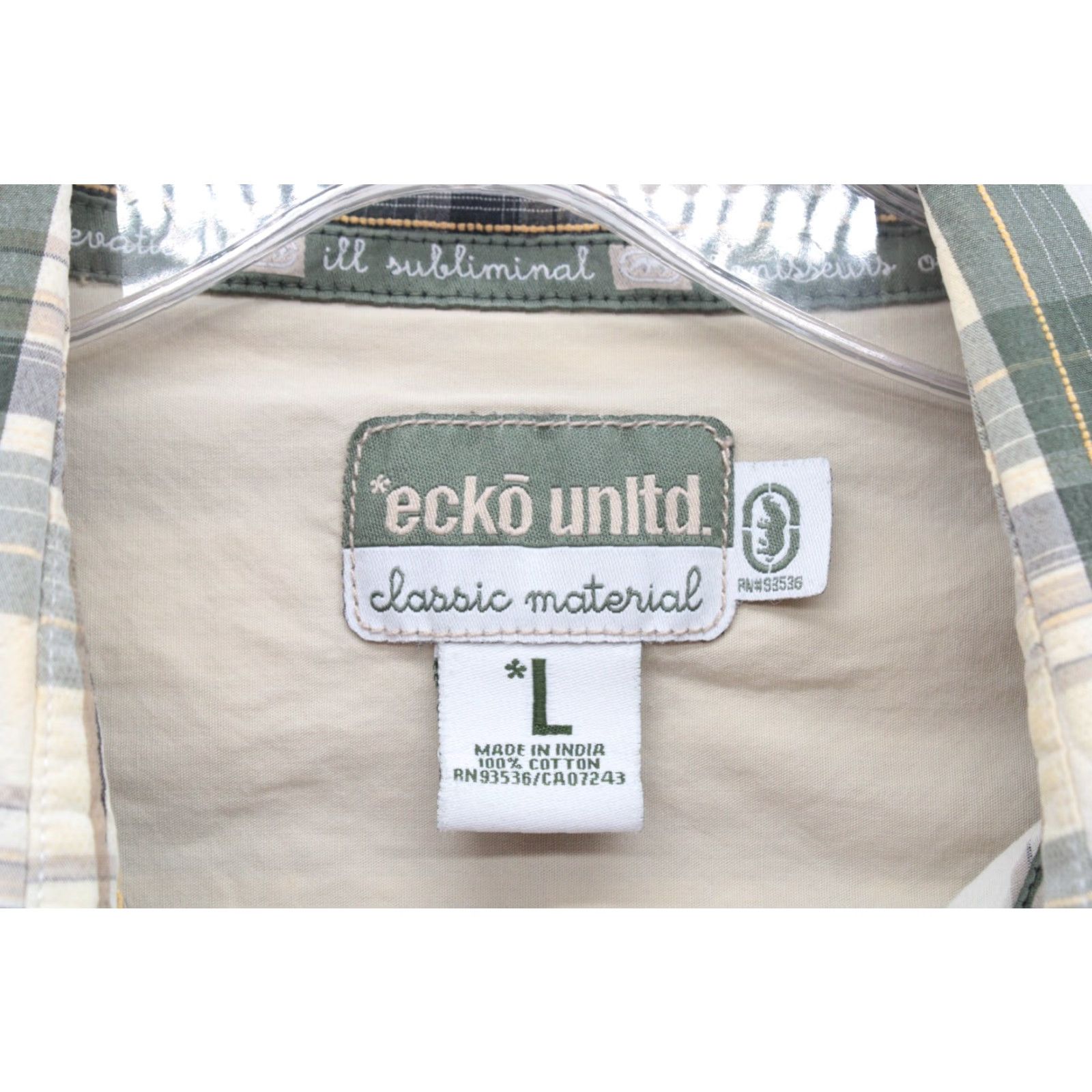 Ecko Unltd. VTG Ecko Unltd Shirt Men's L Green Plaid Short Sleeve Button Up Street Wear Size US L / EU 52-54 / 3 - 4 Thumbnail