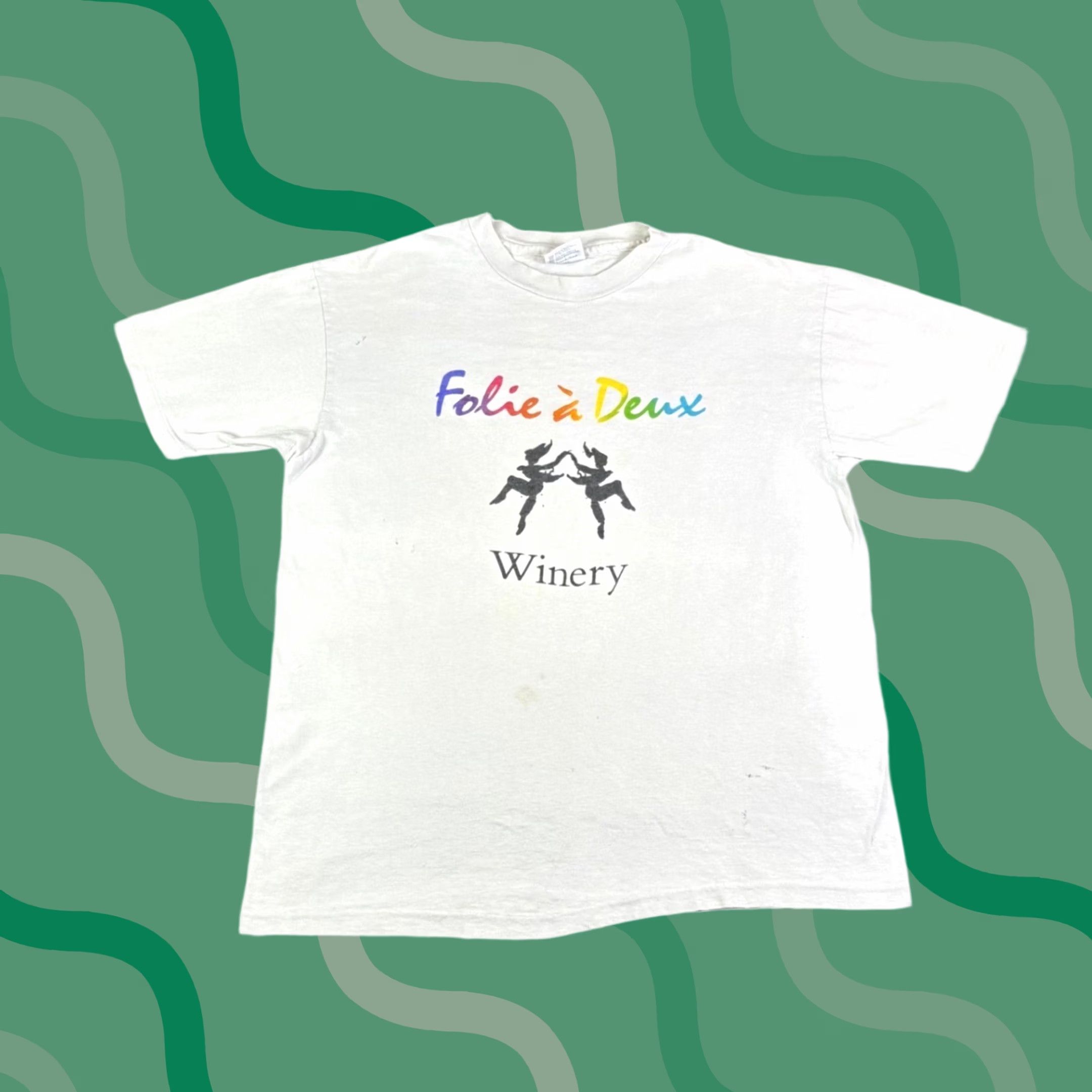 Hanes Vintage Folie a Deux Winery Shirt XL Hanes Beefy-T Single Stitch White 90s Size US XL / EU 56 / 4 - 1 Thumbnail